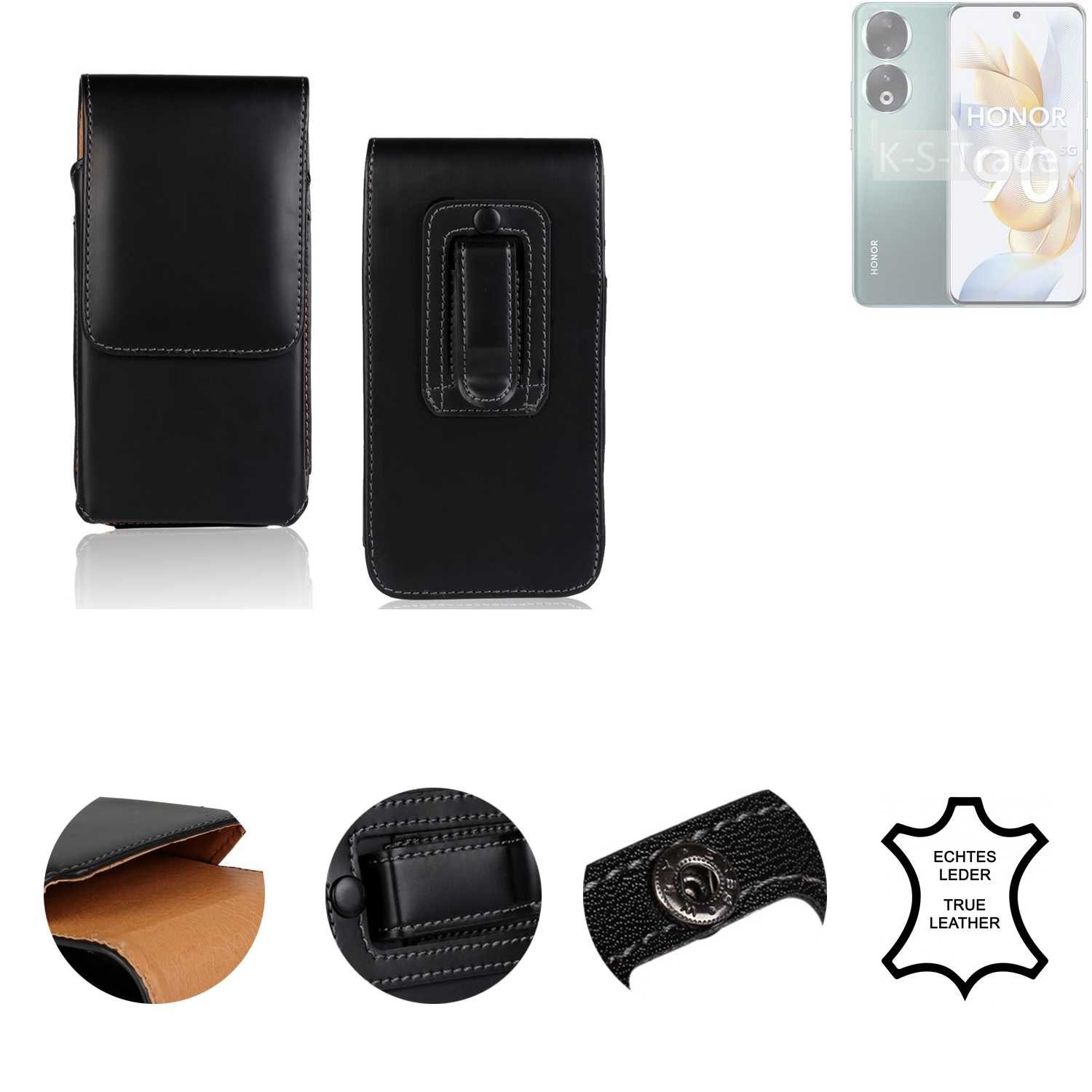 K-S-Trade Handyhülle für Honor 90, Holster Gürteltasche Handy Hülle Schutzhülle Handyhülle Leder