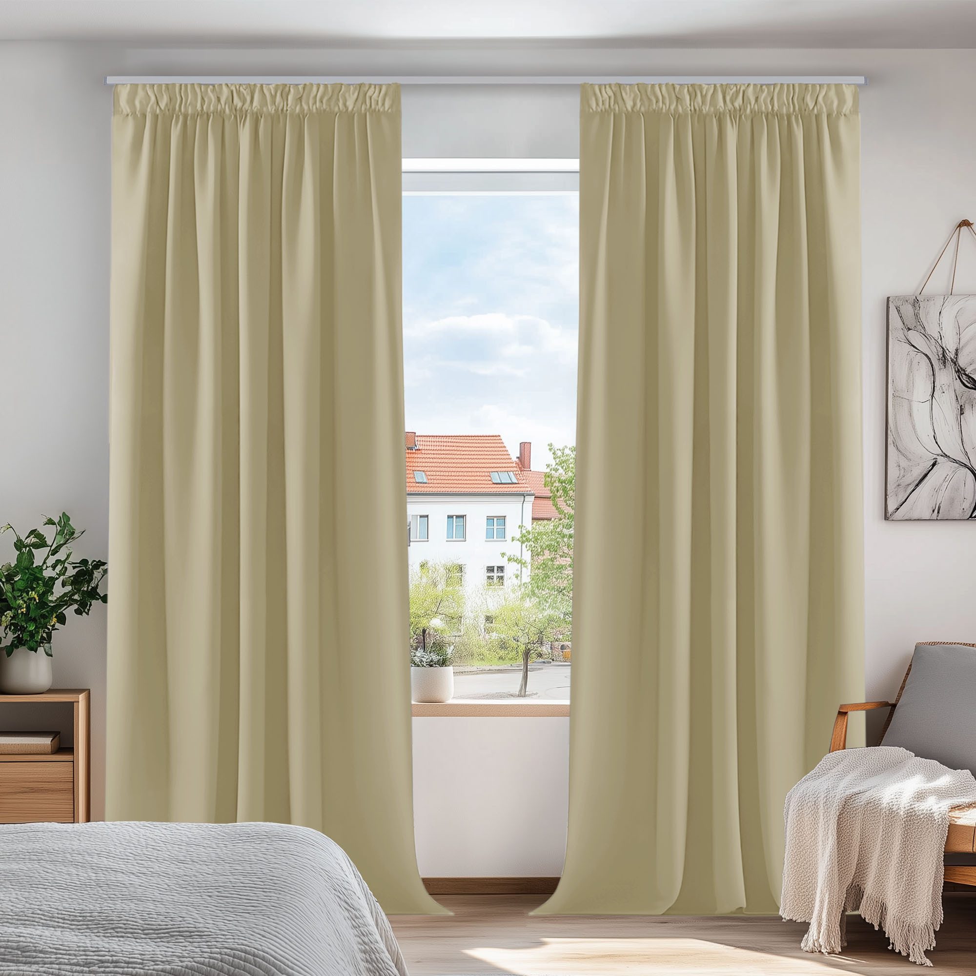 Deconovo Verdunkelungsvorhang Gardinen mit Kräuselband Blickdicht Vorhänge Wohnzimmer 2er Set, Vorhang Verdunkelung Vorhänge Kälteschutz Schlafzimmer Thermovorhang