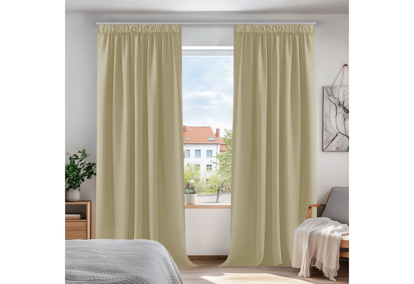 Deconovo Verdunkelungsvorhang Gardinen mit Kräuselband Blickdicht Vorhänge Wohnzimmer 2er Set, Vorhang Verdunkelung Vorhänge Kälteschutz Schlafzimmer Thermovorhang