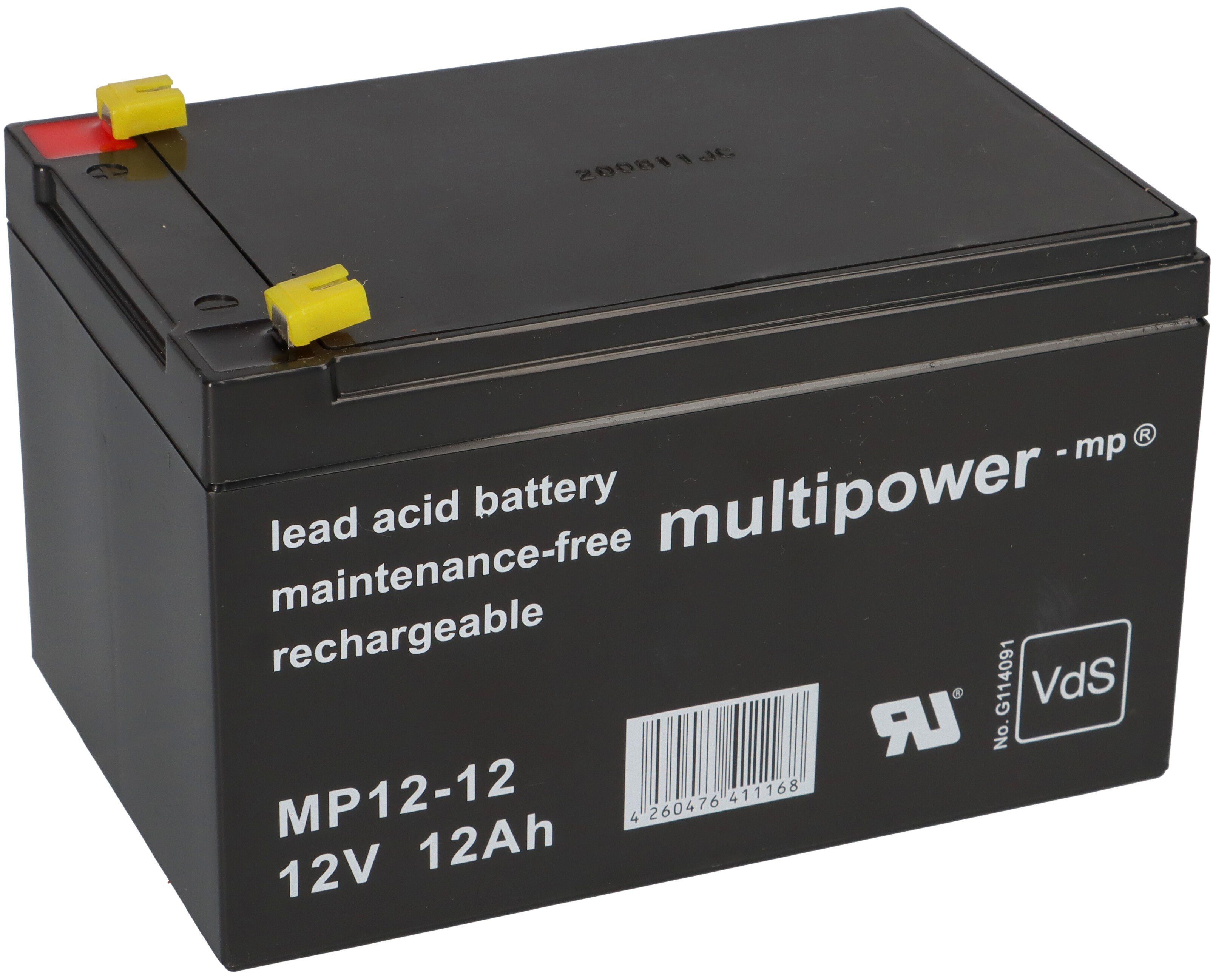 Multipower Multipower Blei-Akku MP12-12 Pb 12V 12Ah VdS G114091, Faston 4,8 Bleiakkus
