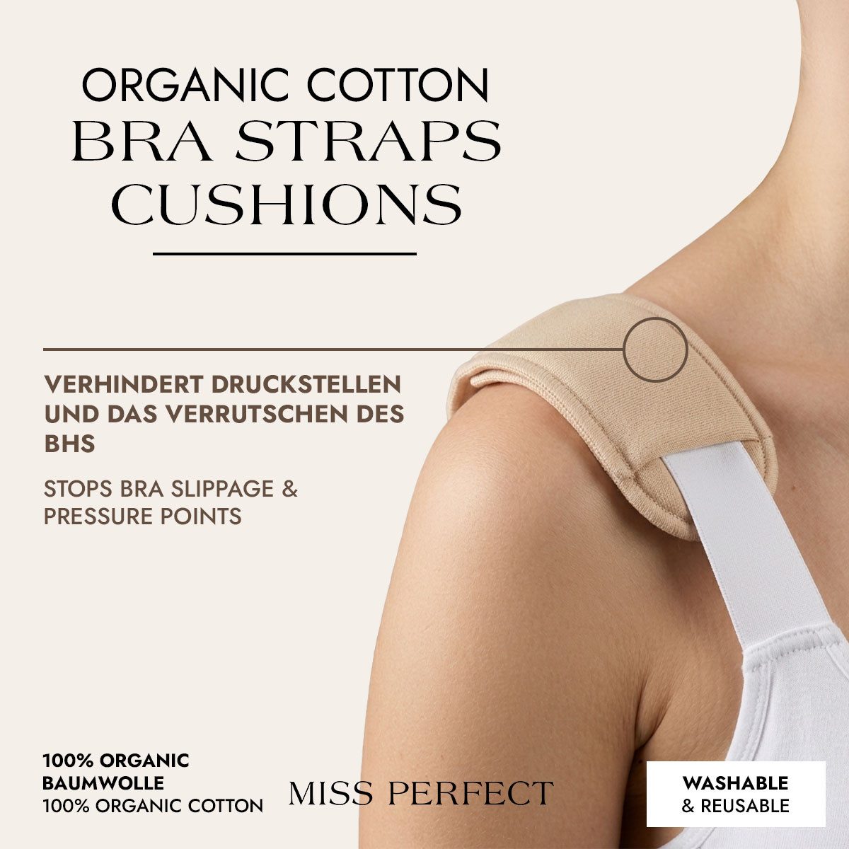 Miss Perfect BH-Träger 40011-14, Organic Cotton Bra Strap Cushions – Bio-Baumwoll-Trägerpolster – Bild 2 von 4