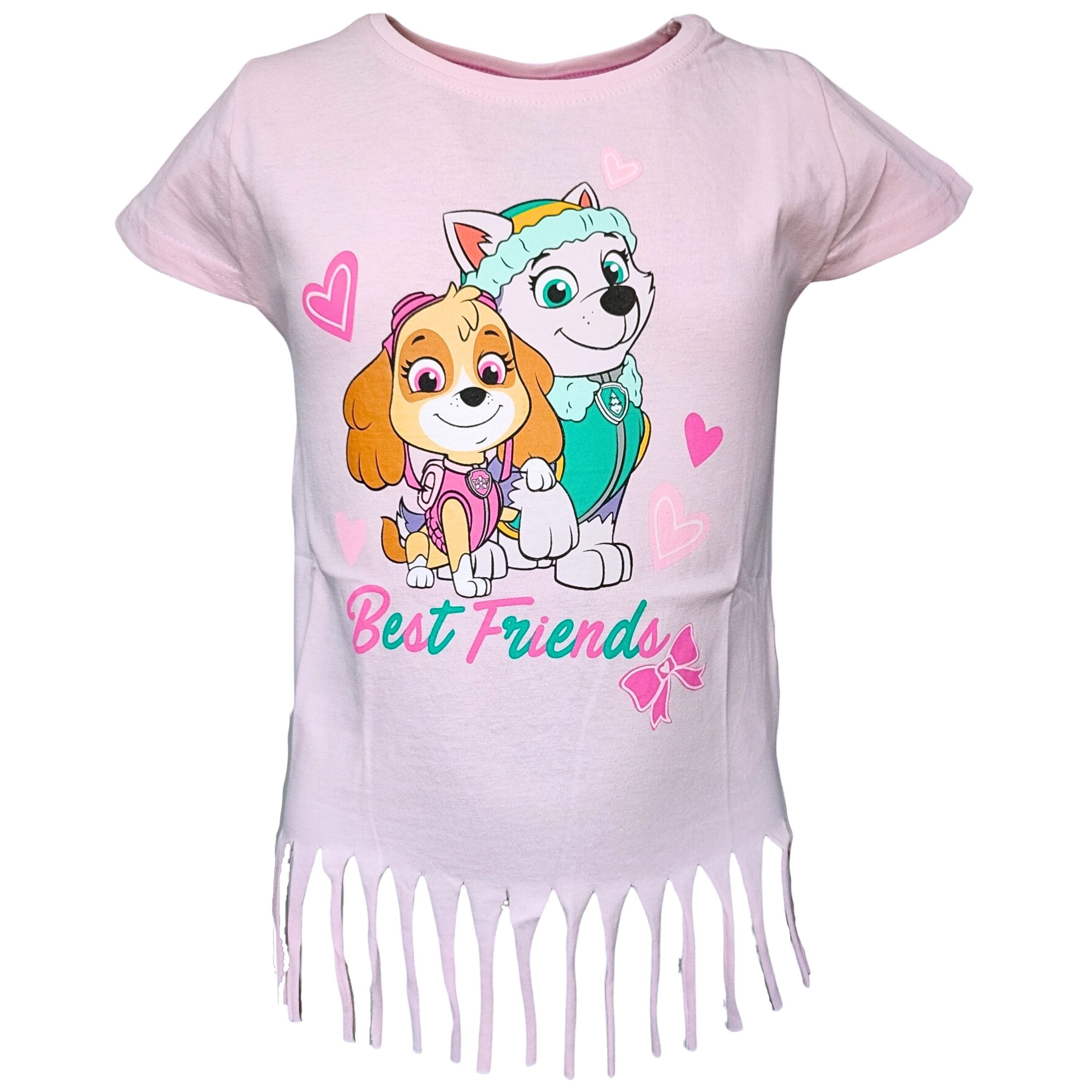 PAW PATROL T-Shirt Skye & Everest Mädchen Kurzarmshirt mit Fransen Gr. 98 - 128 cm