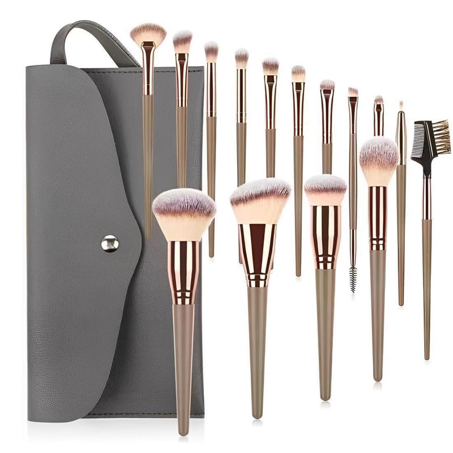 LuxusKollektion Kosmetikpinsel-Set Make up Pinselset 15tlg Champagner Gold