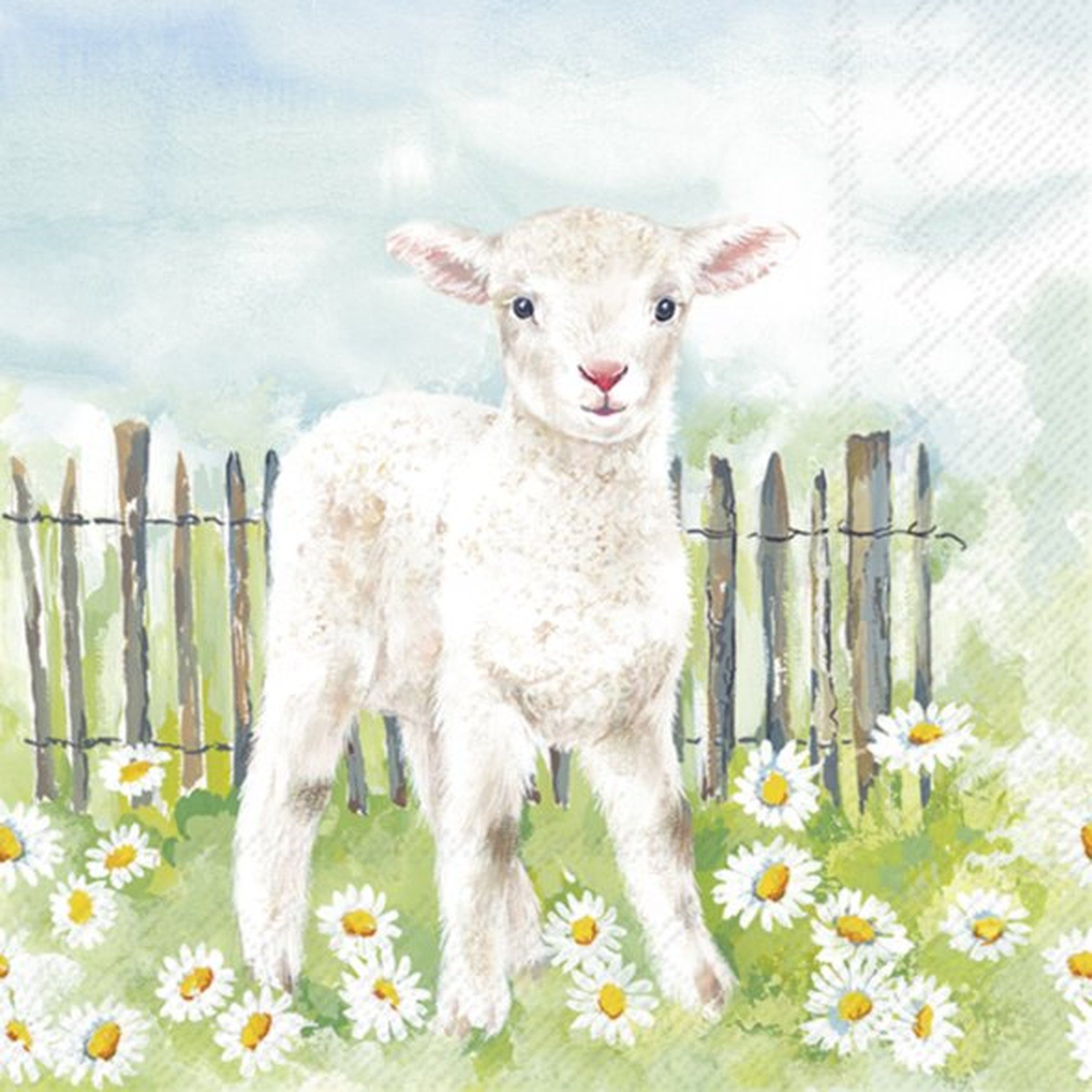 Ihr Ideal Home Range GmbH Papierserviette Servietten 33x33cm LAMB IN THE MEADOW Tissue, 3lagig [ 720196 ]