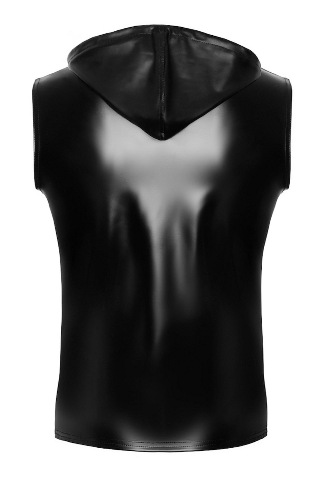 Noir Handmade Men Collection T-Shirt Ärmelloses schwarzes Herren Kapuzenshirt mit Zwei-Wege Reißverschluss