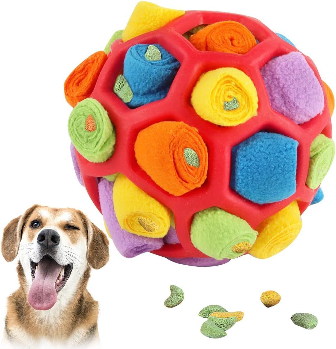 MOPUEA Tier-Beschäftigungsspielzeug Schnüffelball für Hunde, Schnüffelspielzeug Hund, Sniffle Leckerli Spiel Anwendbar auf Mittelgroße, Kleine Hunde (Rot)