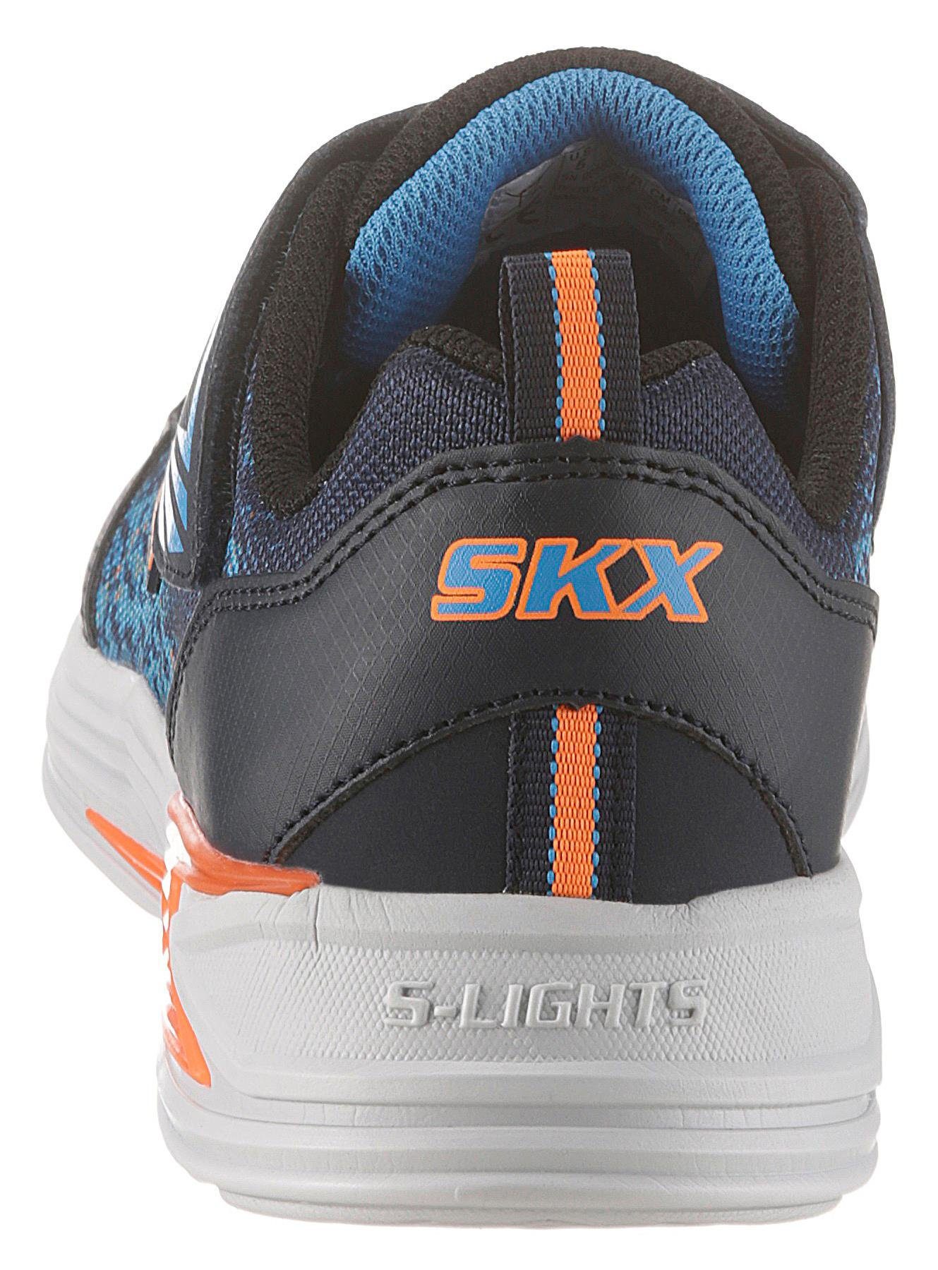 Sneaker Klettverschluss Kids Skechers III Blinkschuh Erupters Gummiband navy-orange mit und