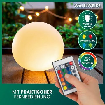 EASYmaxx Dekokugel Solar Gartenlampe Farbwechsel weiß 30cm, ideal für Garten, Terrasse, Balkon