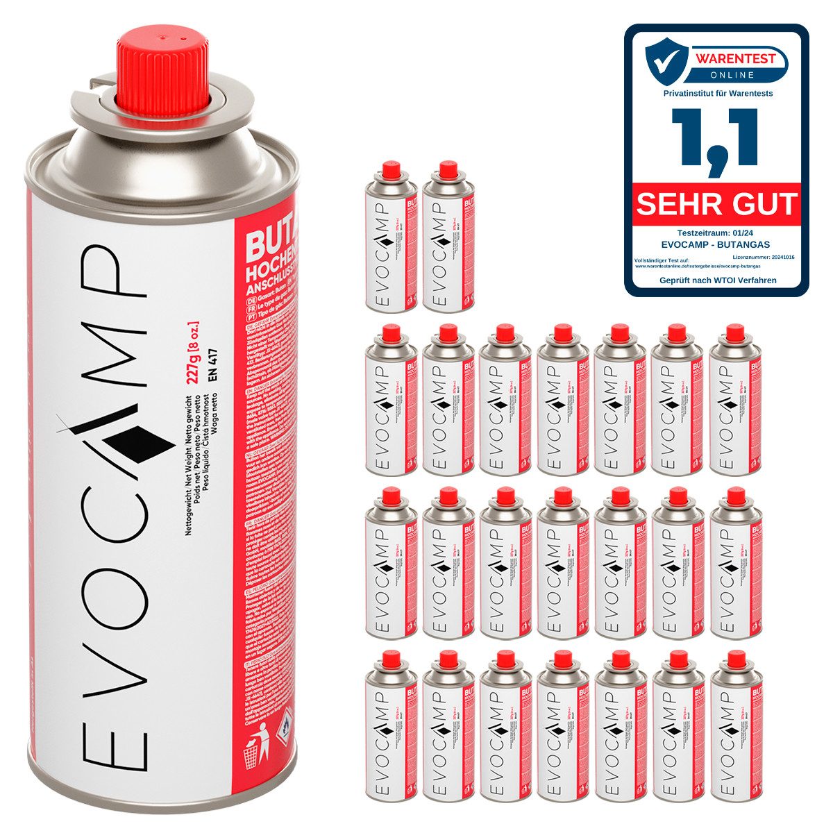Evocamp Butan 84 Stück Gaskartusche 227g für Campingkocher Gasheizung und U günstig online kaufen