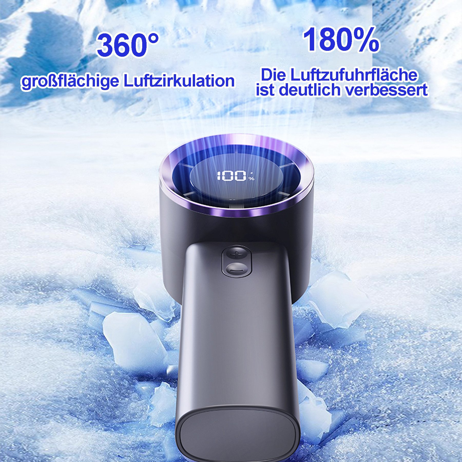 Senmudi Handventilator Tragbarer Handventilator Einstellbare Geschwindigkeit (1-100)Gang-Wind, Wiederaufladbarer 2000mAh Digitales Display,Für Reisen Camping Outdoor