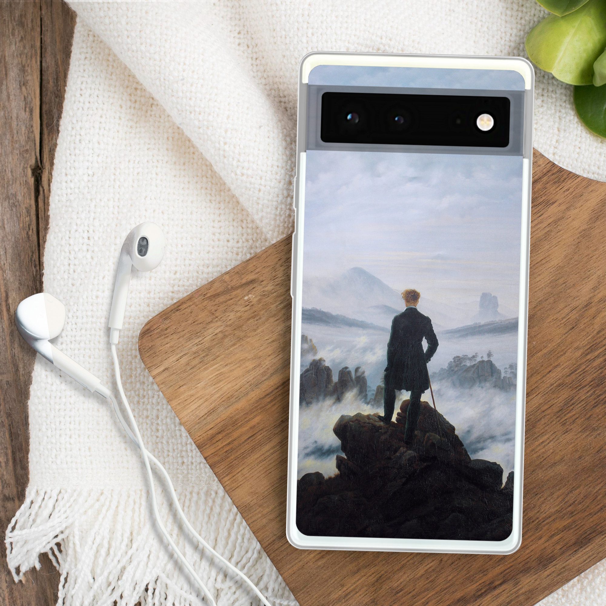 MuchoWow Handyhülle für Google Pixel 6 Der Wanderer über dem Nebelmeer - Caspar David Frie, Handy Case, Silikon, Bumper Case Dünn