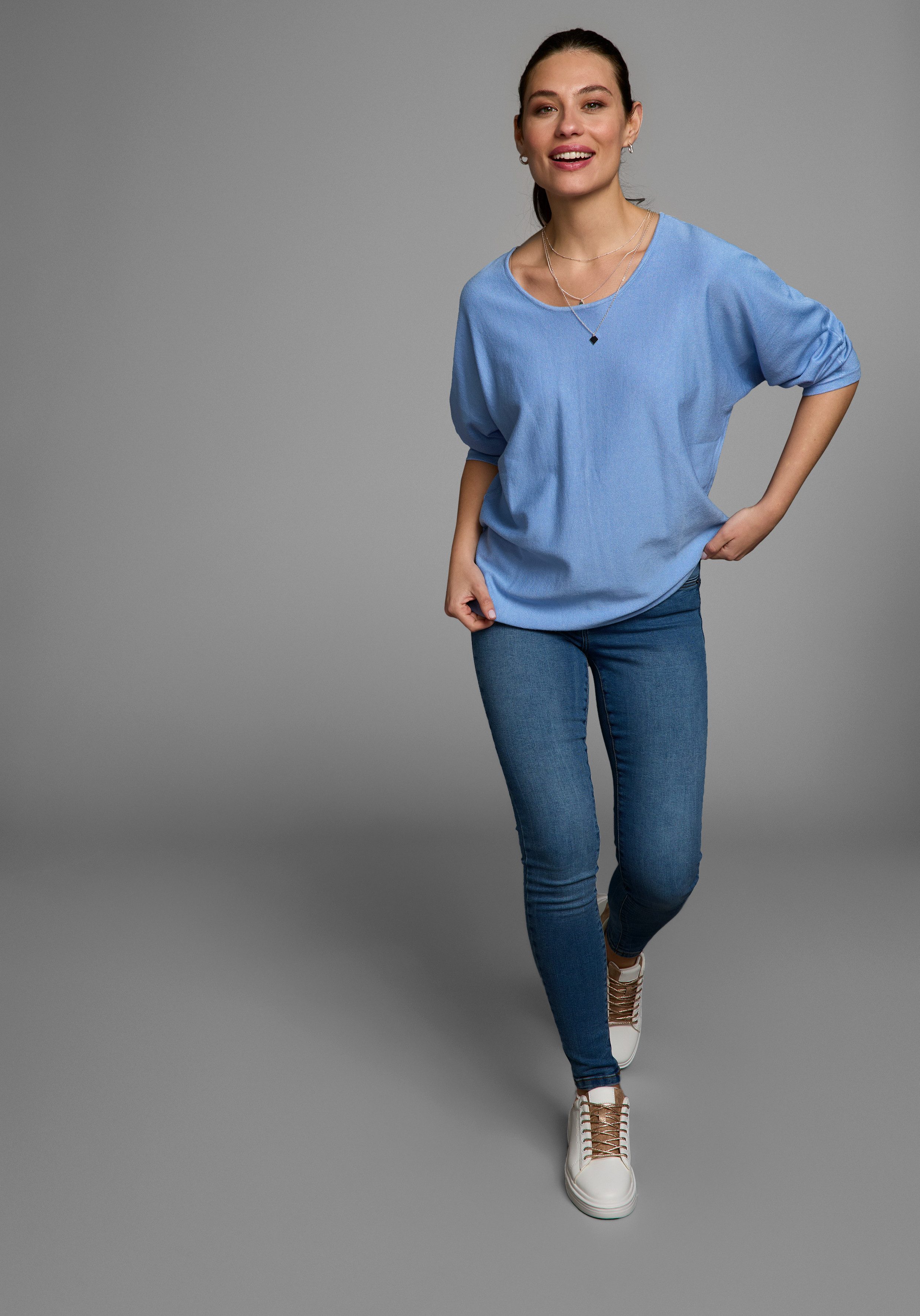 Laura Scott Fledermauspullover mit 3/4 Ärmeln und lässiger Form. Reduzierter Preis € 22,99. Unverbindliche Preisempfehlung € 27,99, (€ 22,99 pro 1 Stk)