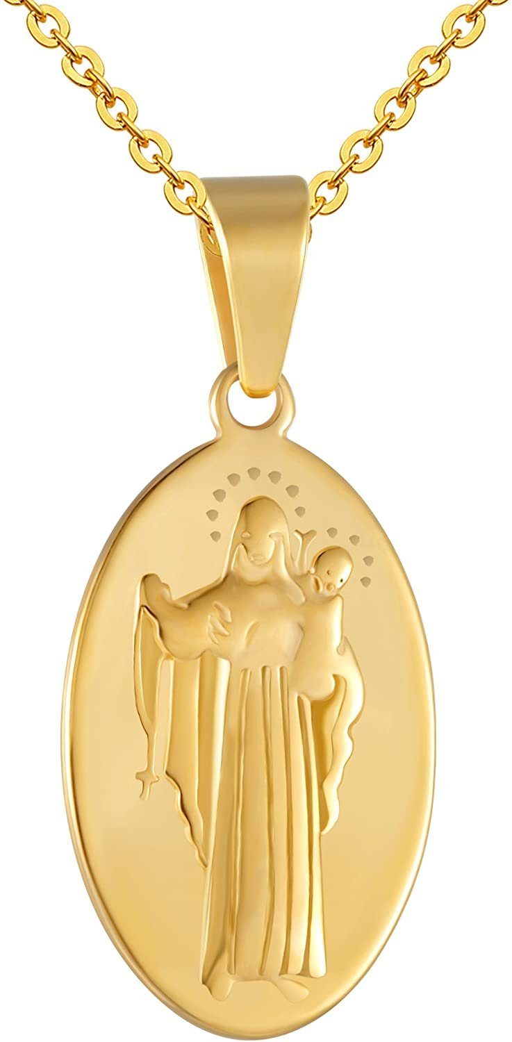 Karisma Kette mit Anhänger Karisma Edelstahl Kettenanhänger Heilige Maria IP Pating Gold mit Edestahlkette PS254 - 45.0 Zentimeter