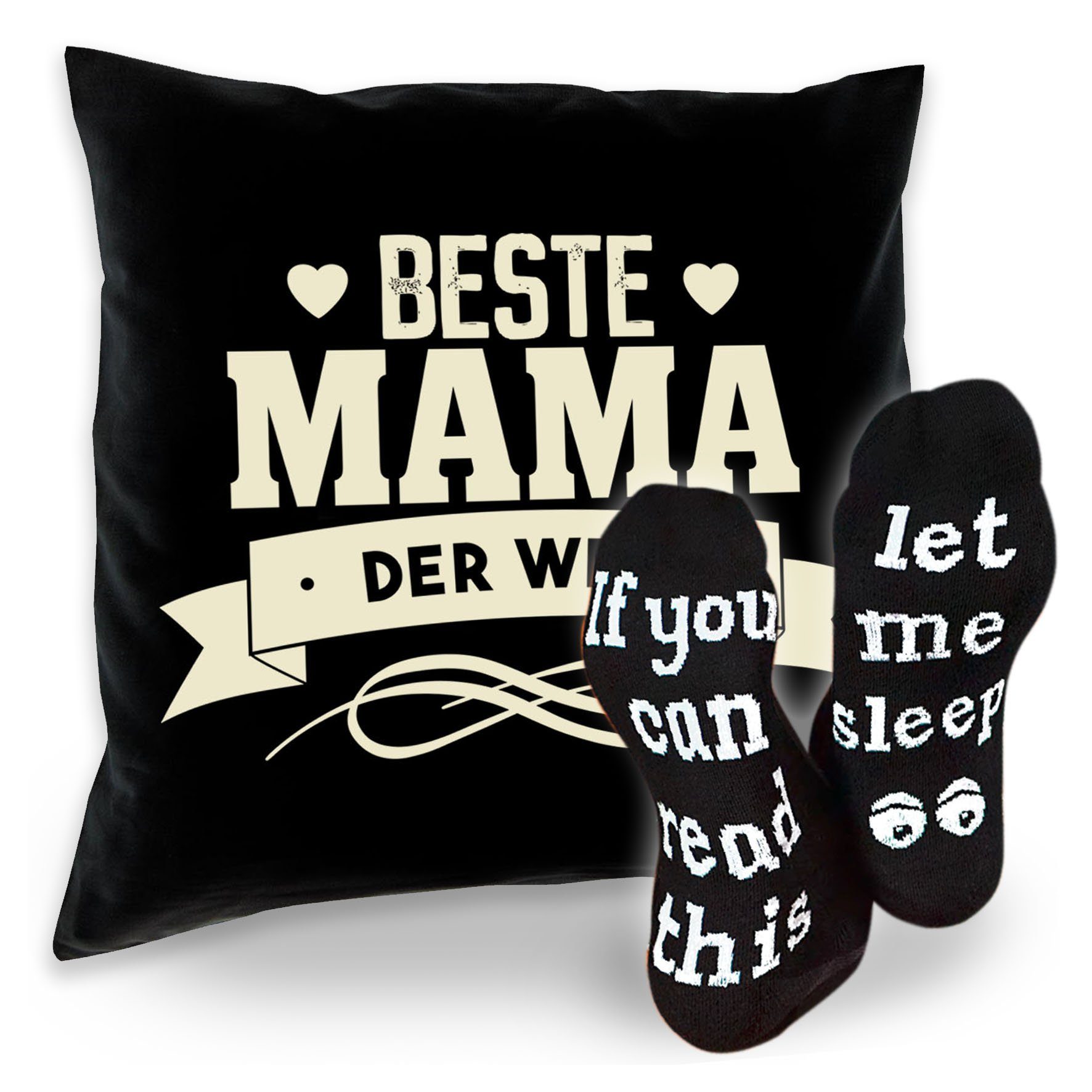 Socken & Welt für Sprüche Mütter Soreso® schwarz Beste Sleep, Mama Dekokissen Kissen der Geschenkidee Geschenke