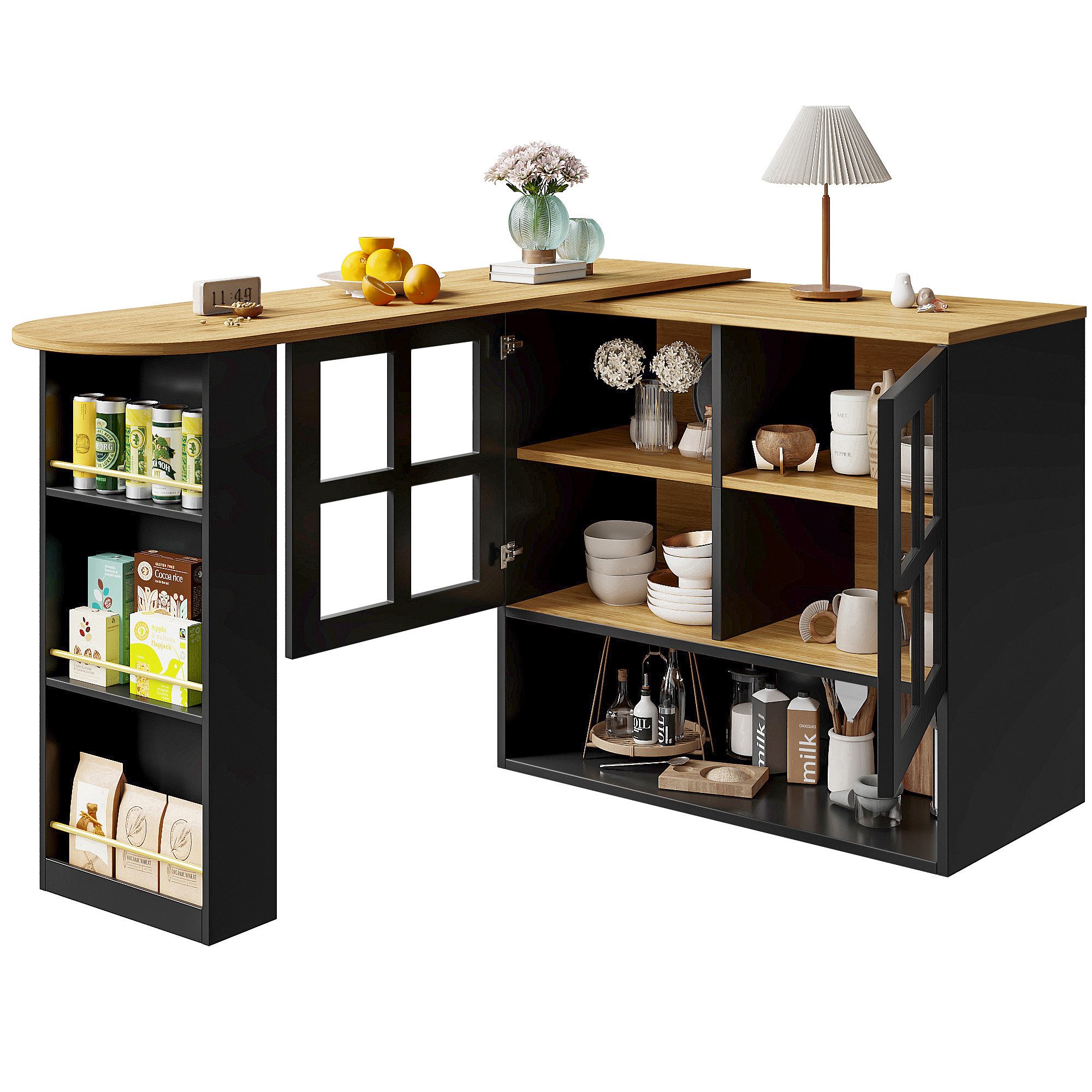 OKWISH Bartisch 360° Drehbarer Bartisch,Kücheninsel,mit Stauraum günstig online kaufen