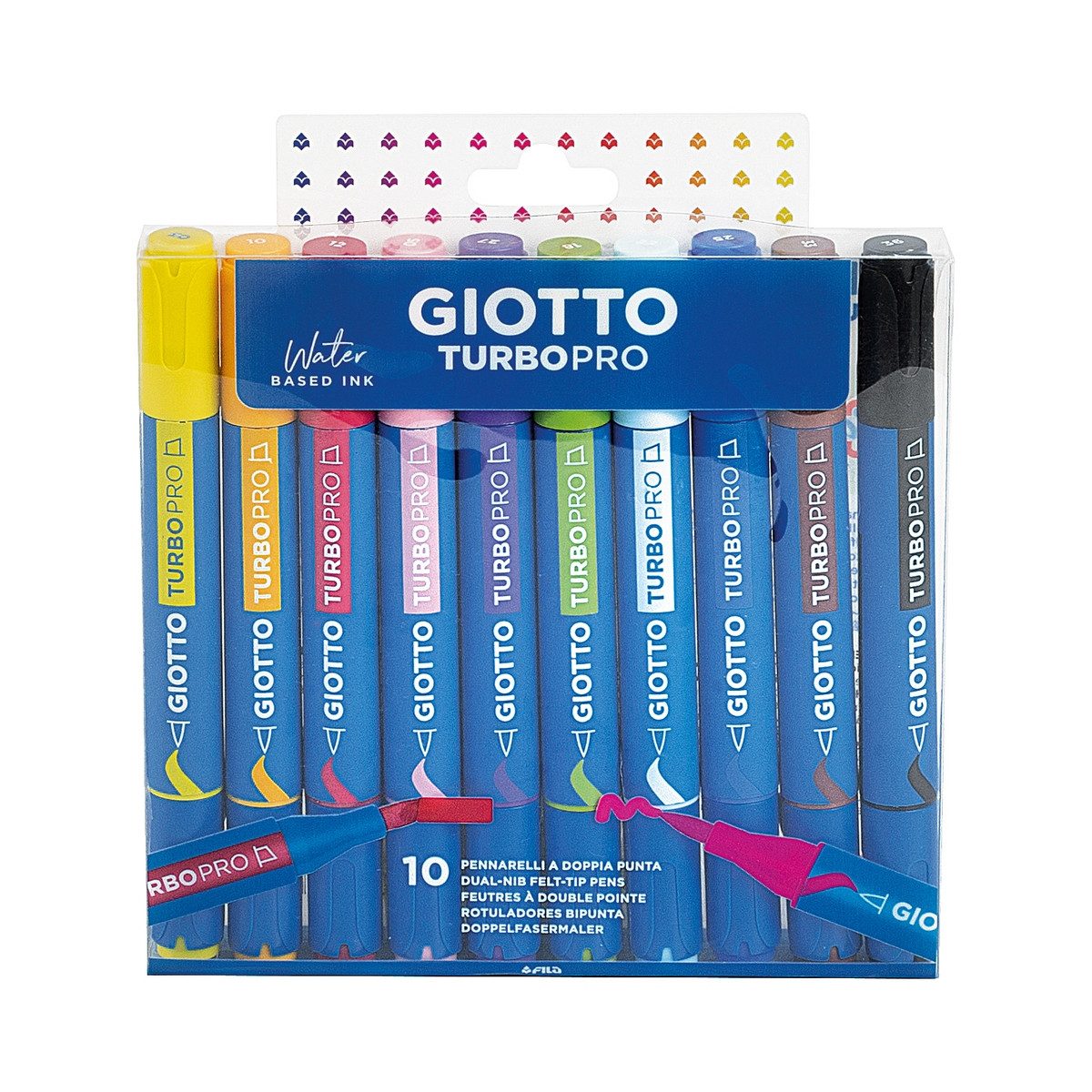 LYRA Pinselstift GIOTTO Doppel-Fasermaler Turbo Pro Primärfarben 10 Stück