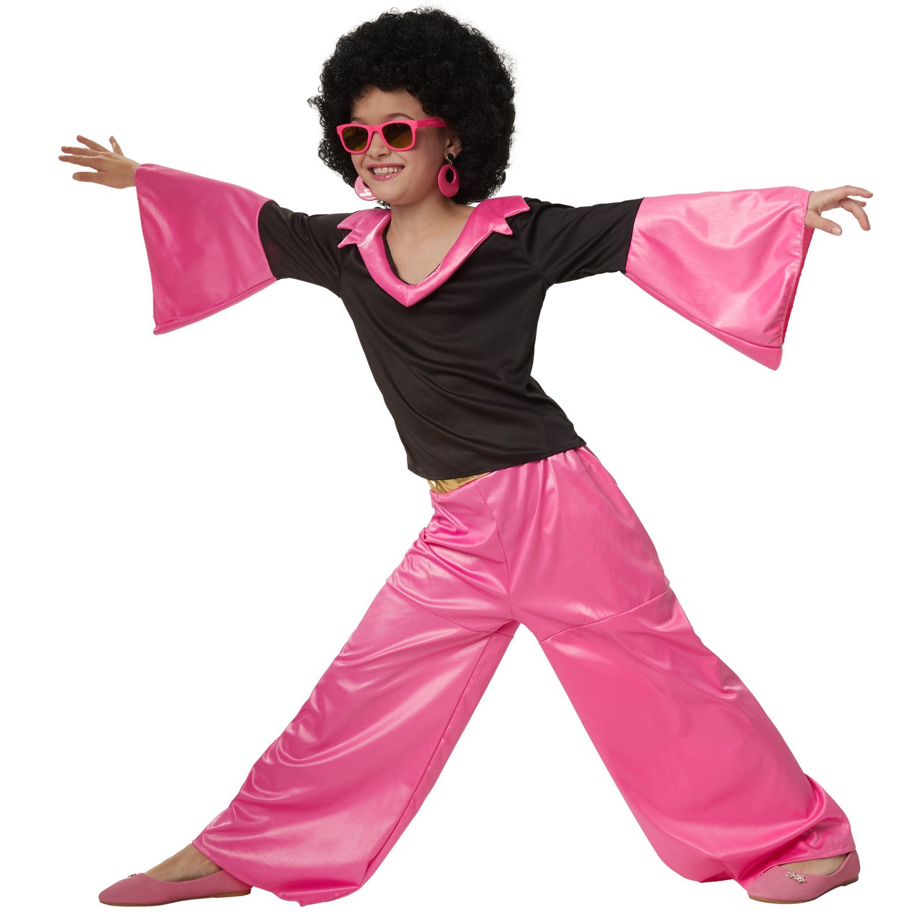 dressforfun Hippie-Kostüm Mädchenkostüm Groovy Disco Girl, Zweiteiliges Disco-Outfit im Stil der 70er