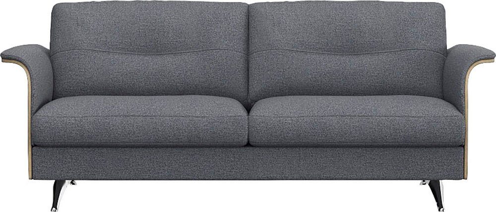 FLEXLUX 2,5-Sitzer Glow Sofa, Couch, Premium-Sitz: Kaltschaum & Federkern, Arml. geölte Eiche, Fuß Alu