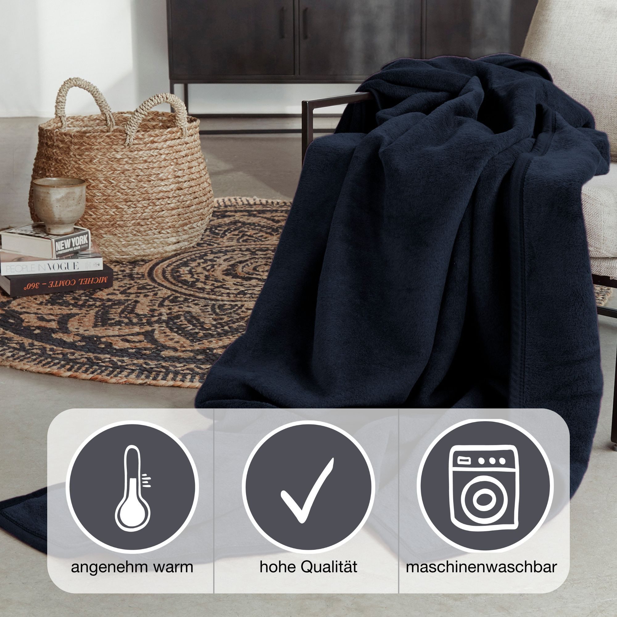 Wohndecke Luxus, IBENA, verschiedene größen, uni, kuscheldecke, premium, ma günstig online kaufen