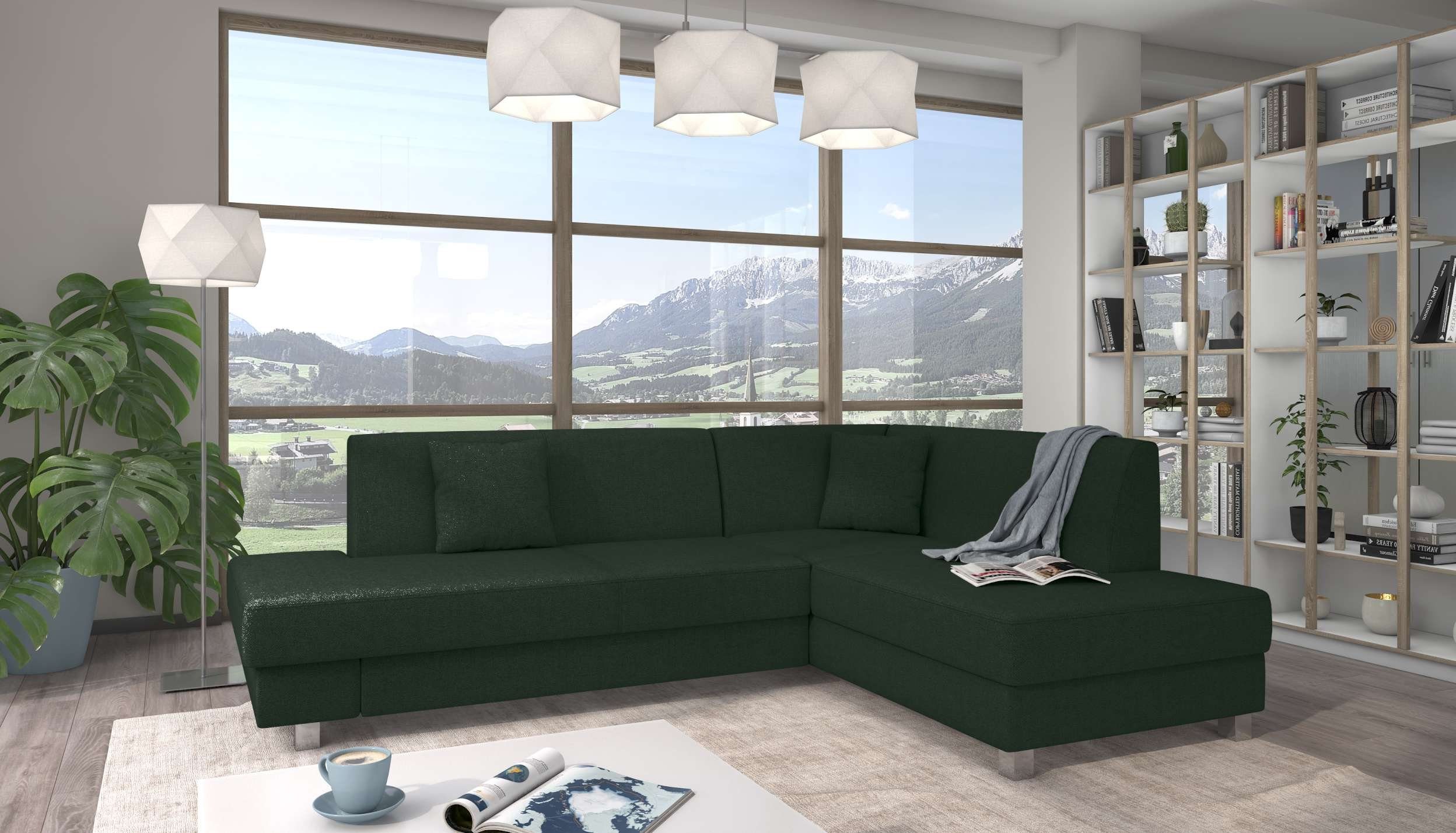 Stylefy Ecksofa Hekla, L-Form, Eckcouch, mane links oder rechts bestellbar, mit Bettfunktion und Bettkasten, frei im Raum stellbar, Modern Design