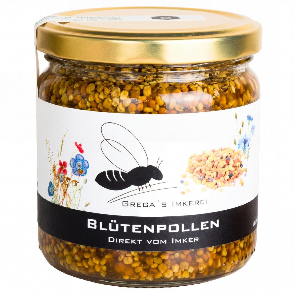 Grega´s Imkerei Honig Blütenpollen getrocknet im Glas, 1 x 110 g, (süße, natürliche und super leckere Blütenpollen), schonend getrocknete Blütenpollen im Glas direkt vom Imker
