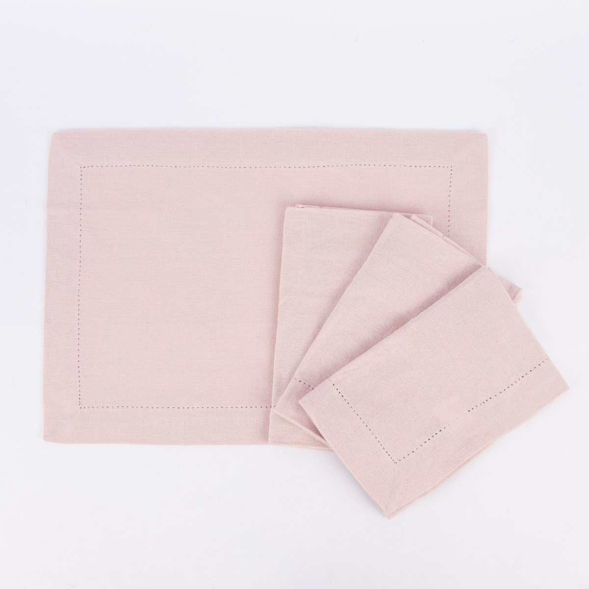 Platzset Linen & More Platzset 4er Set Indi einfarbig hellrosa 50x35cm