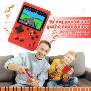 POPOLIC Klassische Handheld-Spielekonsole, tragbare-Konsole(Rot) (3-Zoll-Farbbildschirm), mit 400 klassischen Spielen,Unterstützung für Zwei-Spieler-Spiele
