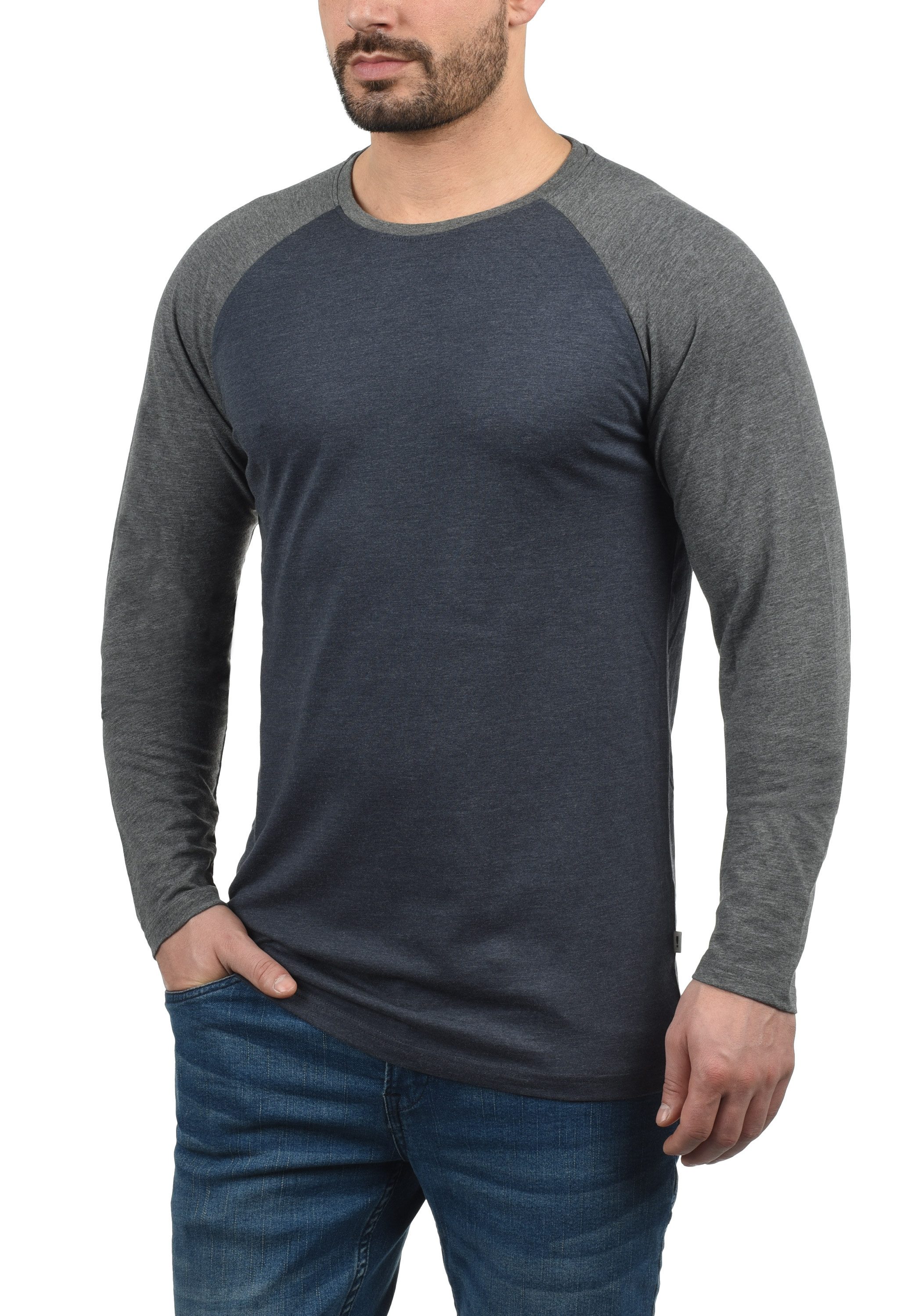 !Solid Rundhalsshirt SDBastien Longsleeve im Baseball-Look günstig online kaufen