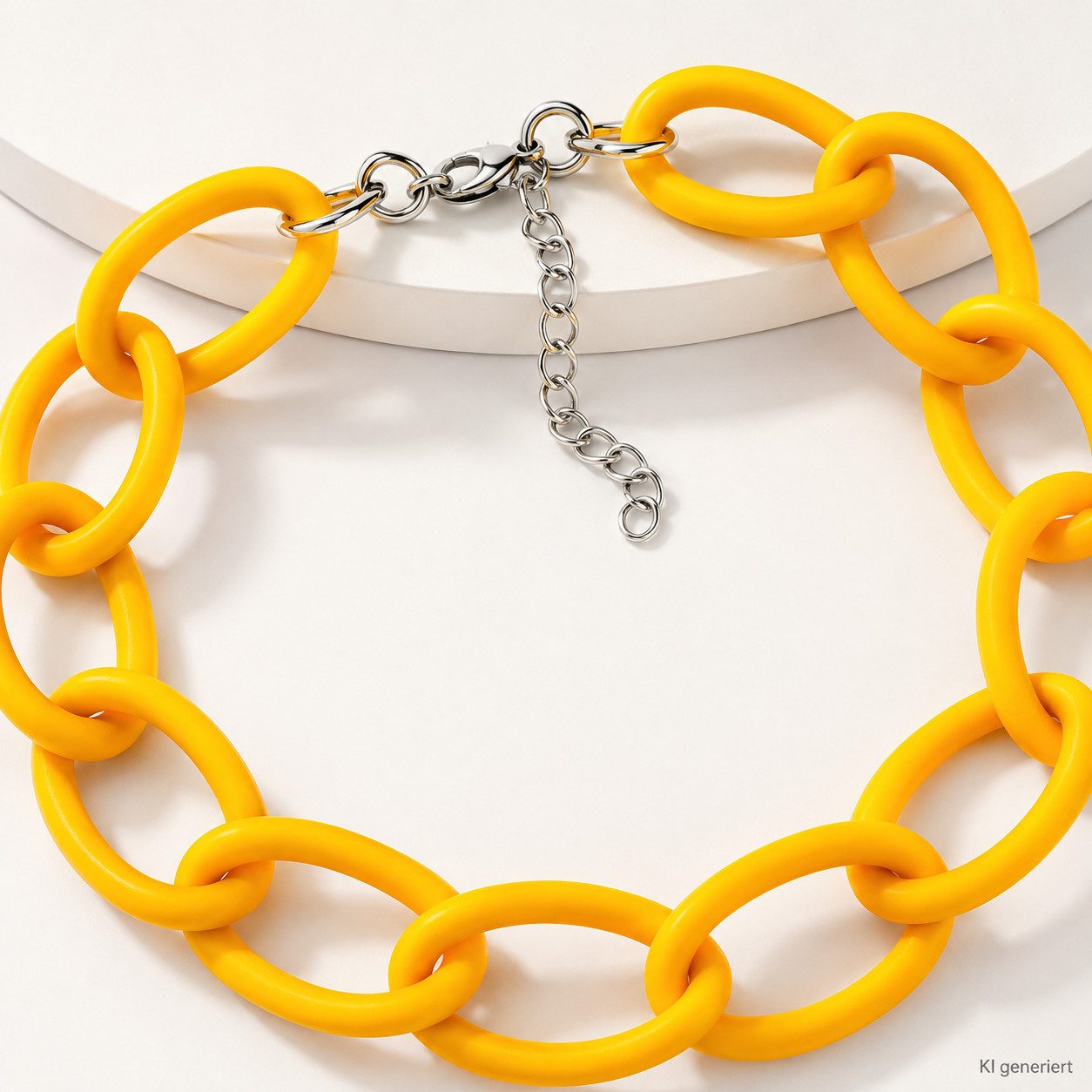 unbespielt Collier Gliederkette Weitpanzer sonnengelb matt Kunststoff 45 cm, Modeschmuck für Damen