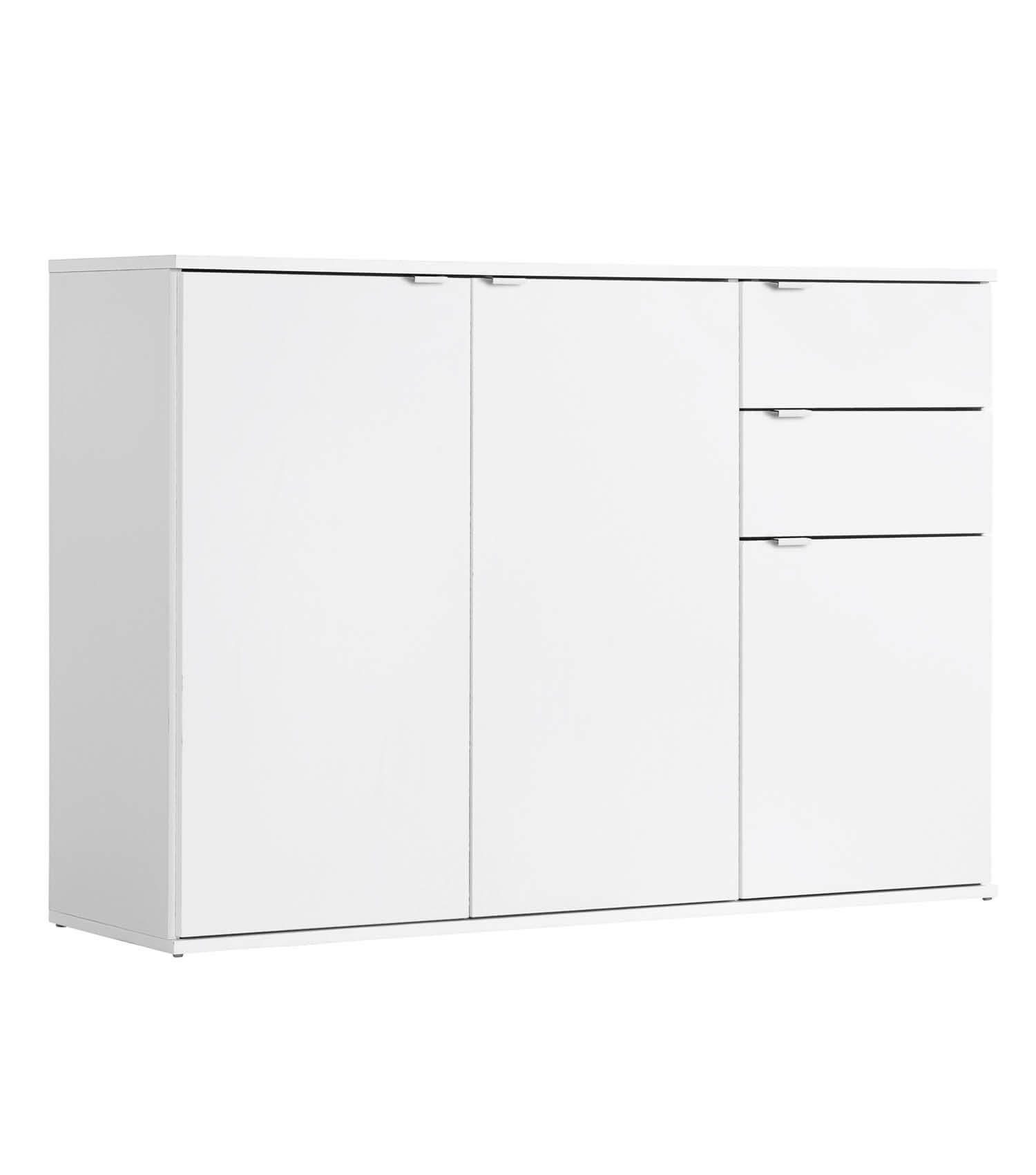 mokebo Sideboard Die Elegante (mit Schubladen & Fächern), Kommode, Highboard oder Anrichte mit Metallgriffen in Weiß