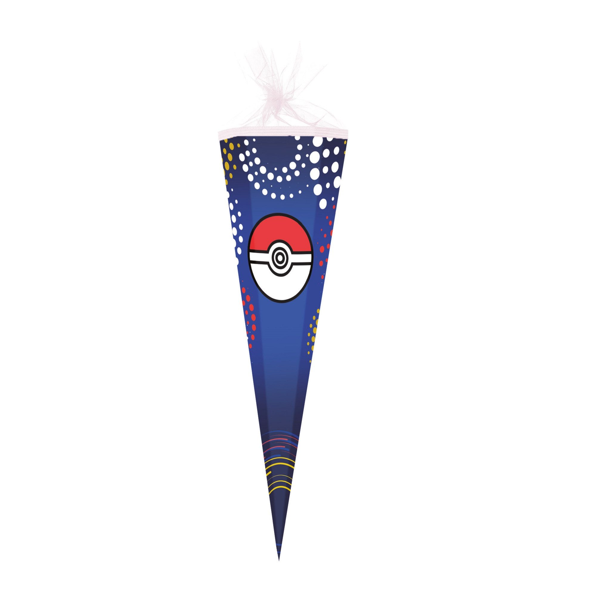 Nestler Schultüte mit rot weißem Ball 85cm, passend zu Pokémon, Zuckertüte 85cm (zum Schulanfang / Einschulung)