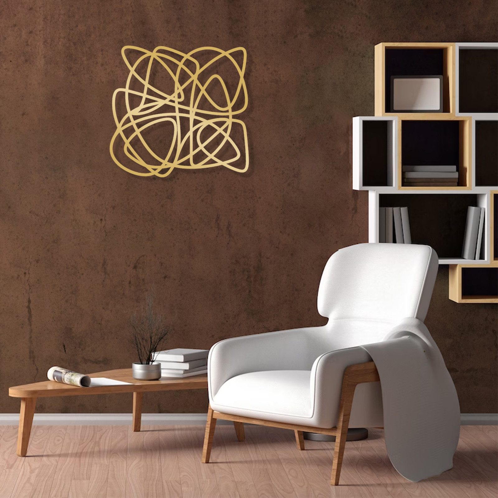 Jumpeak Wanddekoobjekt Abstrakte Wanddekoration mit geometrischen Linienmustern,künstlerisch, Metall, 4 Farben,1 Größen, Wanddekoration für das Wohnzimmer,schlicht