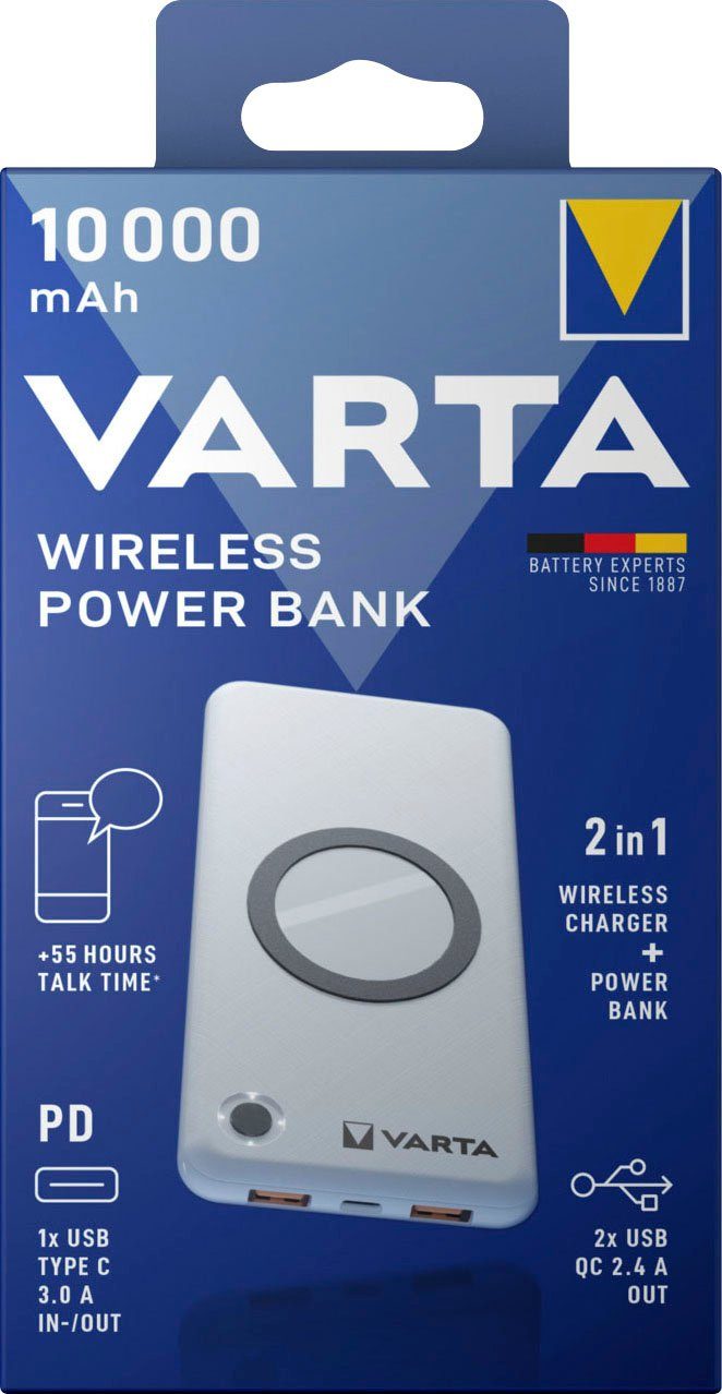 VARTA 10000 mAh Bank Powerbank Wireless Power Ladekabel mit VARTA