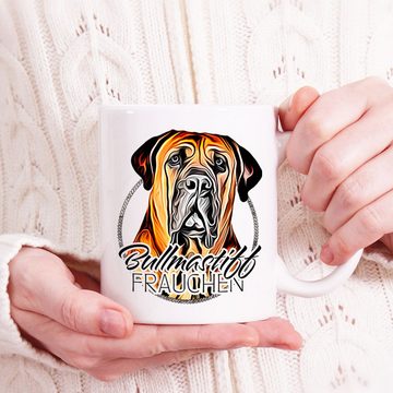 Cadouri Tasse BULLMASTIFF FRAUCHEN - Kaffeetasse für Hundefreunde, Keramik, mit Hunderasse, beidseitig bedruckt, handgefertigt, Geschenk, 330 ml