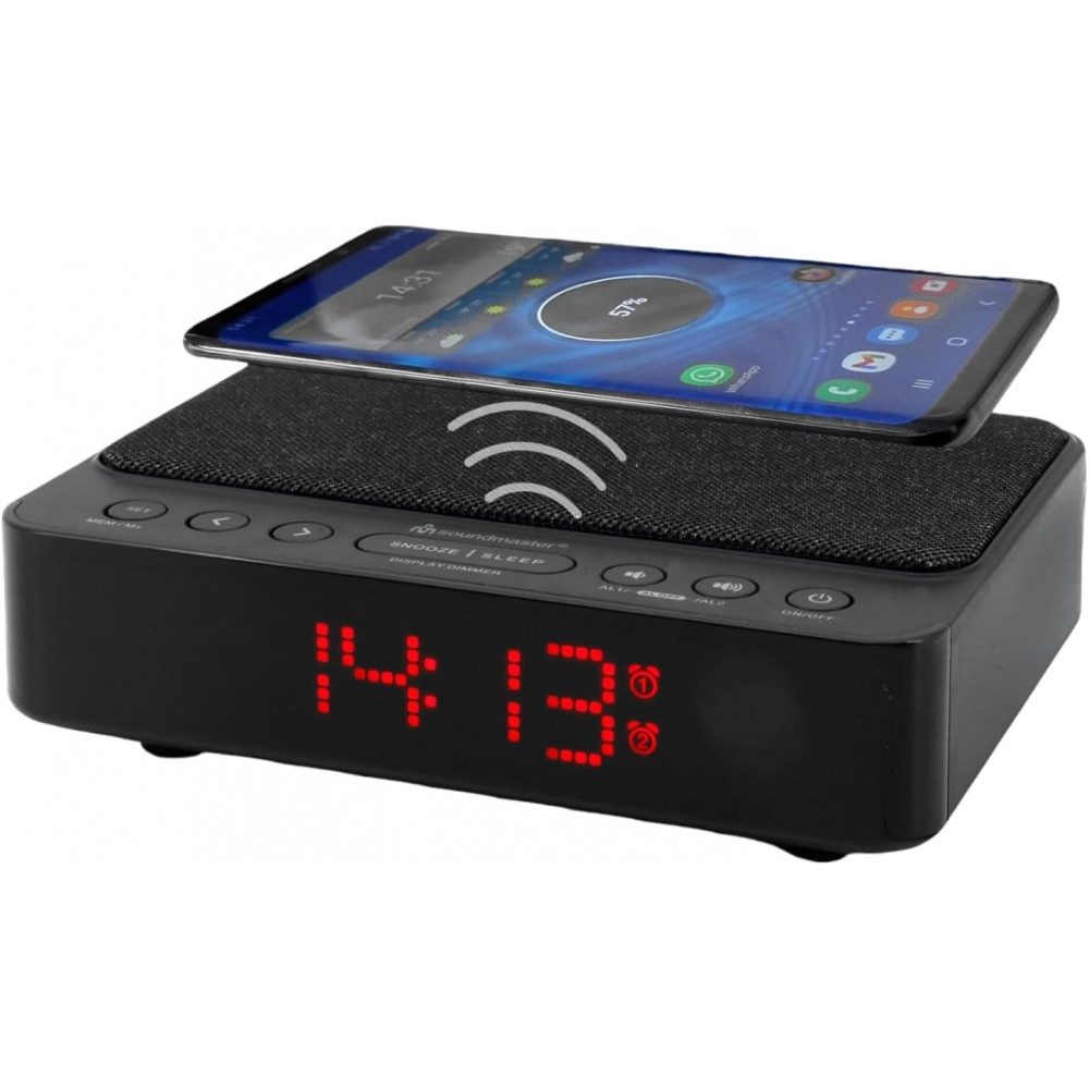 Soundmaster UR124SW - Uhrenradio mit QI-Ladestation - schwarz Uhrenradio