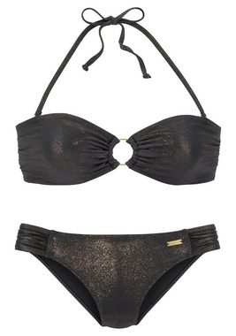 LASCANA Bandeau-Bikini mit goldfarbener Glanzbeschichtung