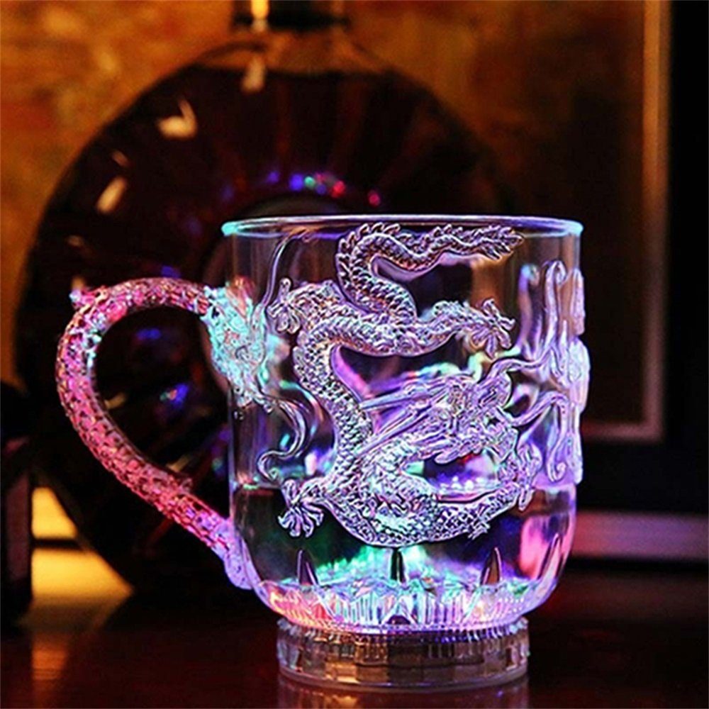 Popubear Becher LED Blinklicht Induktive Regenbogenfarbe Bierglas Tasse  Whisky Becher