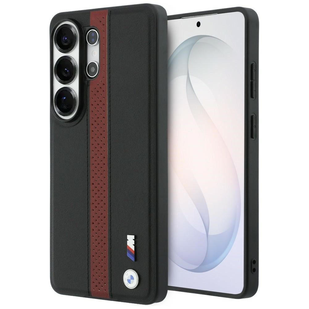 BMW Handyhülle MagSafe Galaxy S26 Ultra Kunstleder schwarz Streifen rot Logo Metall 6,9 Zoll, Kantenschutz