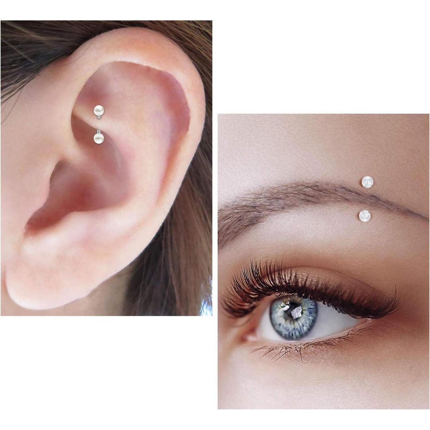 LuxusKollektion Augenbrauenpiercing Augenbrauenpiercing 16G 8mm Chirurgenstahl Rook Bauchnabel silber