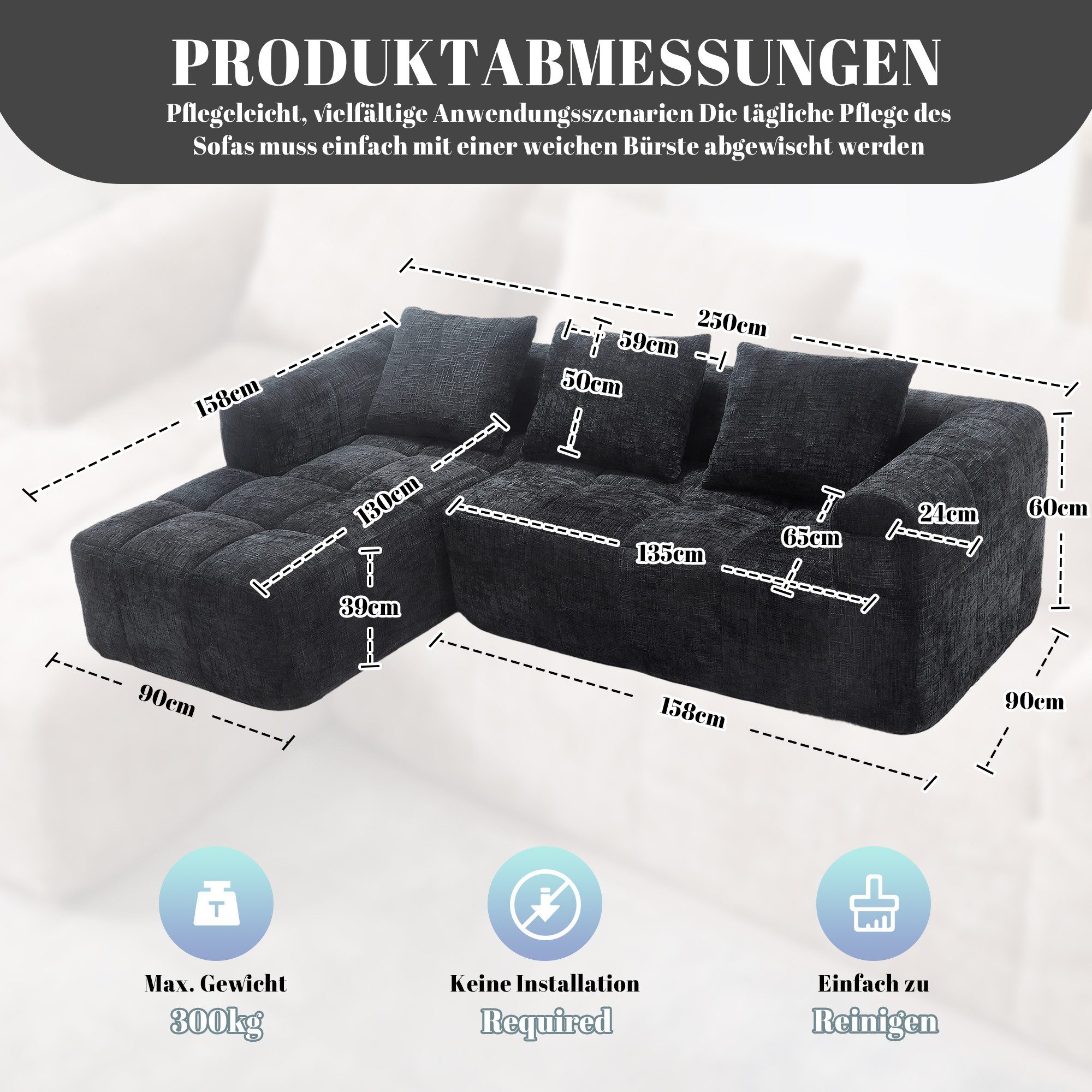 i@home 3-Sitzer Modernes Sektionssofa, L-Sofa, 3-Sitzer-Sofa, günstig online kaufen