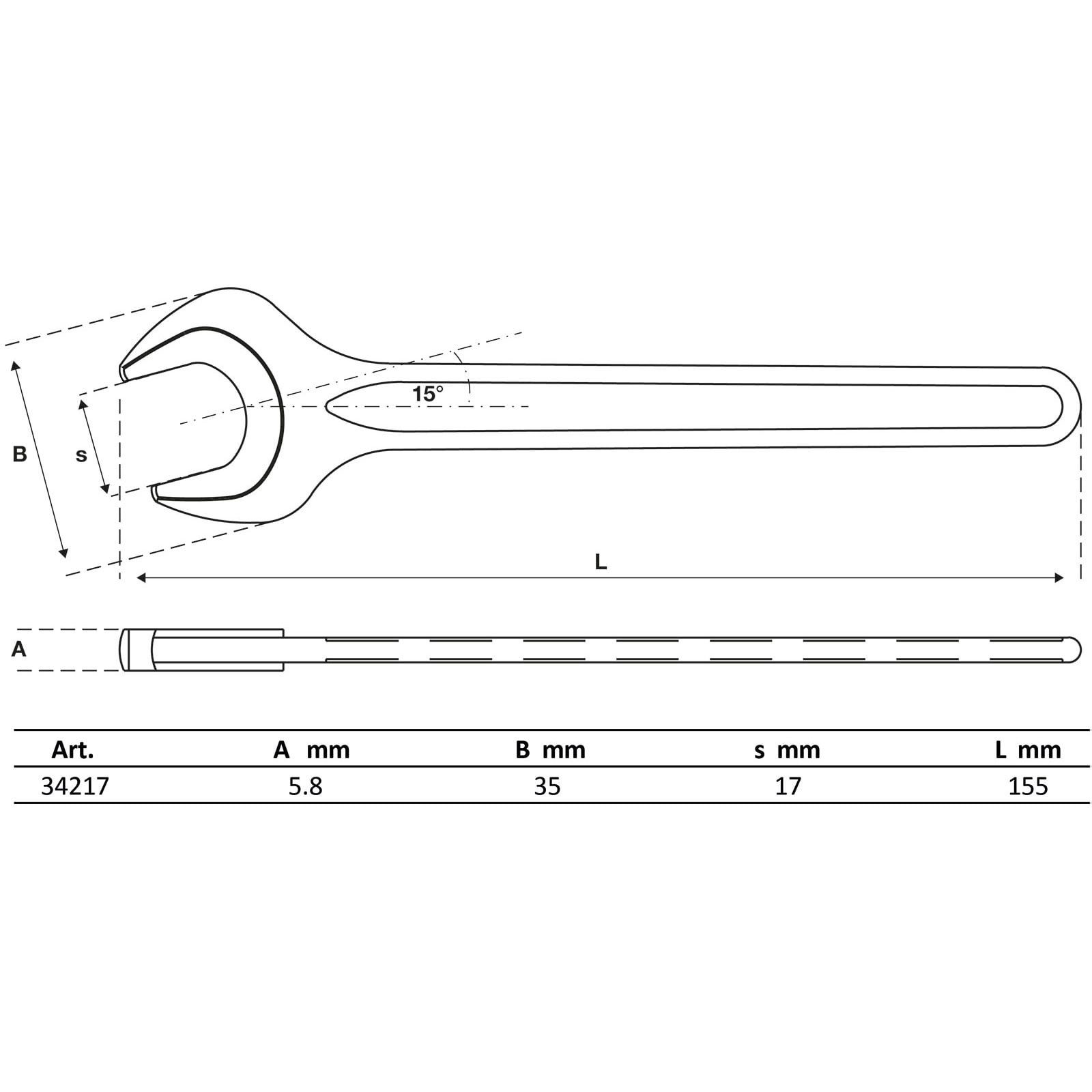 BGS Maulschlüssel BGS Einmaulschlüssel DIN 894 SW 17 mm - 34217
