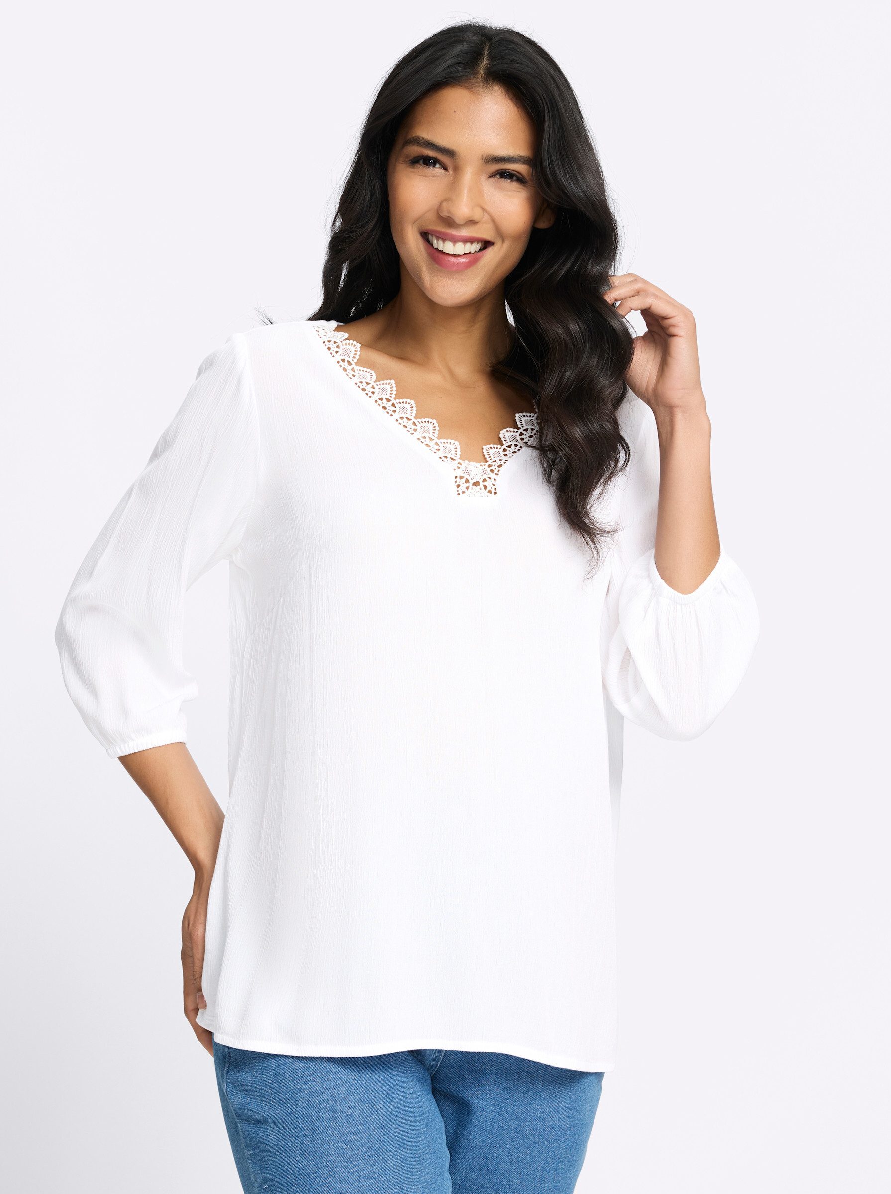 Sieh an! Klassische Bluse Tunika 3/4-Arm