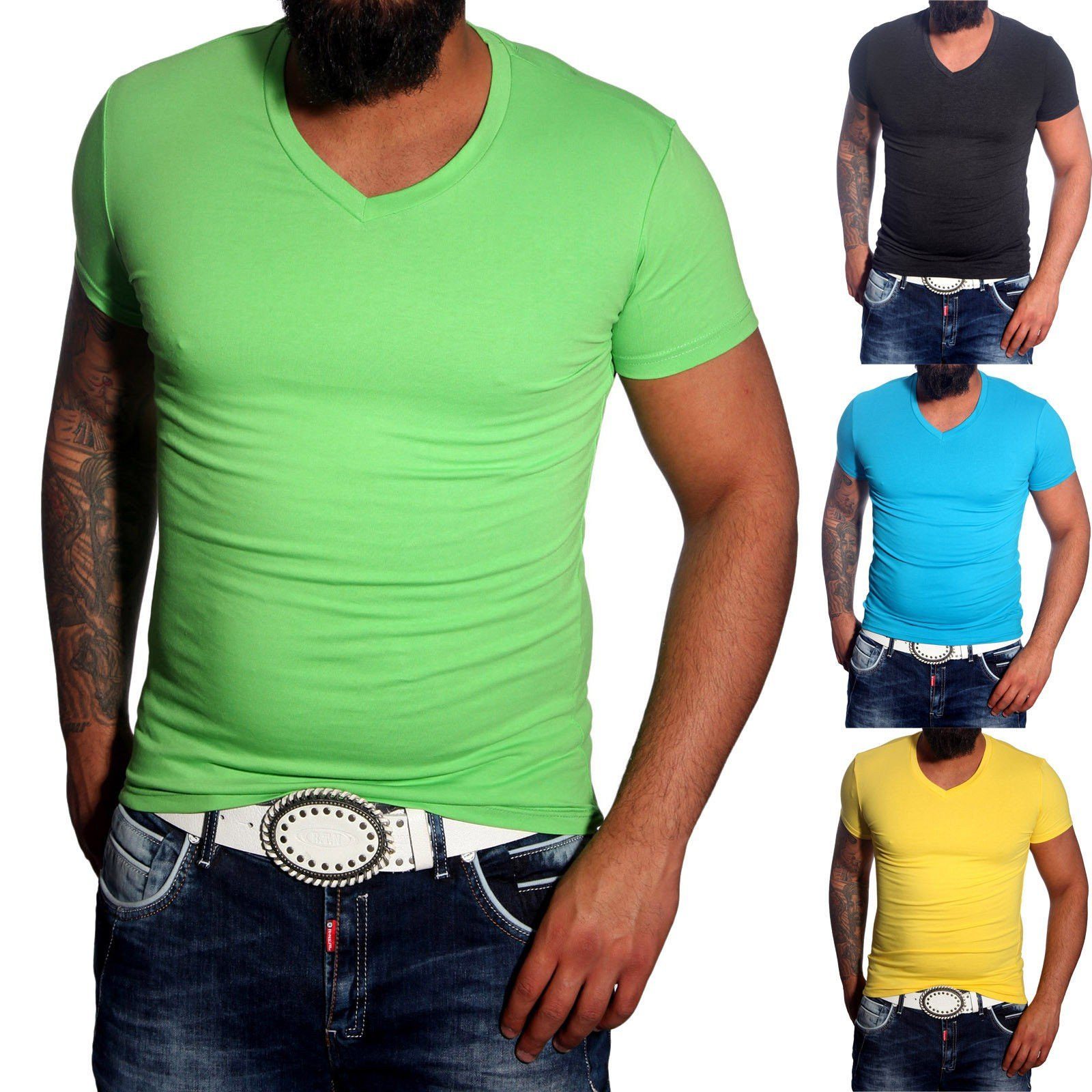 Baxboy T-Shirt Baxboy tiefer V-Ausschnitt Uni günstig online kaufen