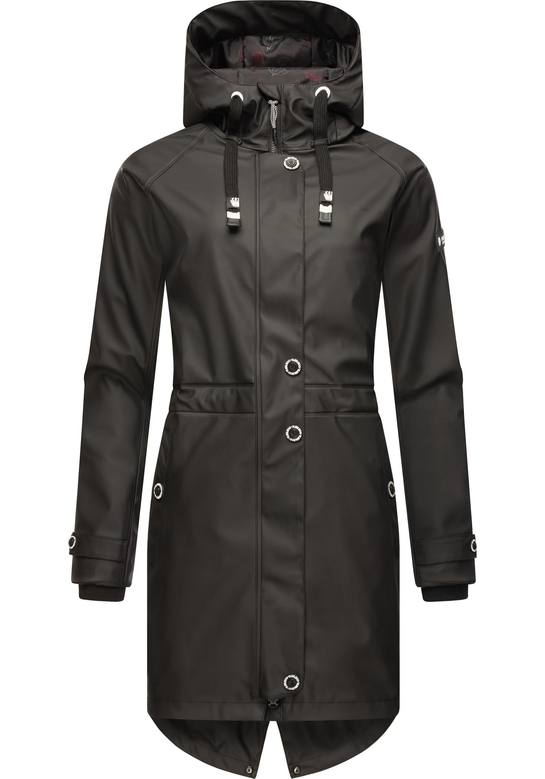 Verkauf zum niedrigsten Preis! Navahoo Regenjacke Regenmantel schwarz Damen mit Rainy Kapuze Flower modischer