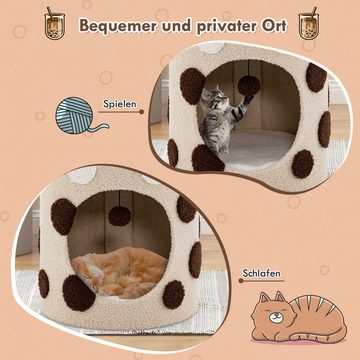 KOMFOTTEU Katzentoilette, Multifunktionale Katzenhöhle mit waschbaren Kissen Sisalpfosten