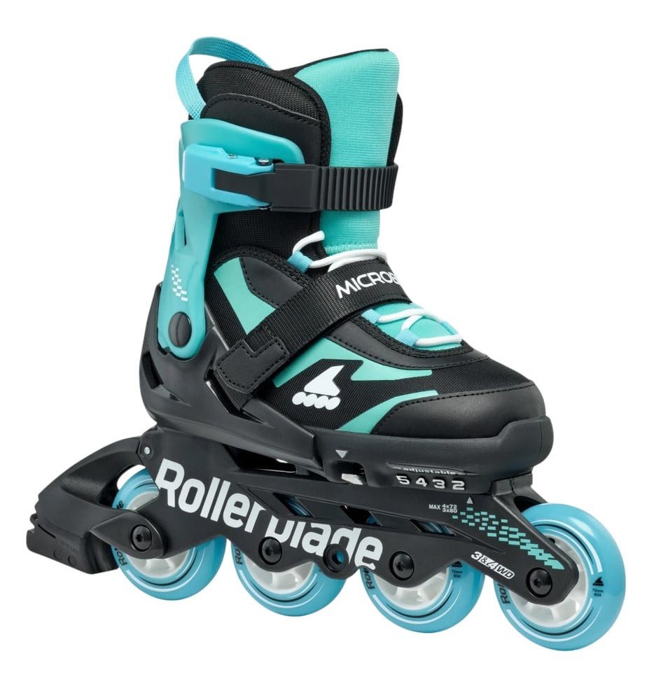 ROLLERBLADE Inlineskates Microblade (Rollen: 72mm/80A, Kugellager: SG3) schwarz/hellblau Kinder