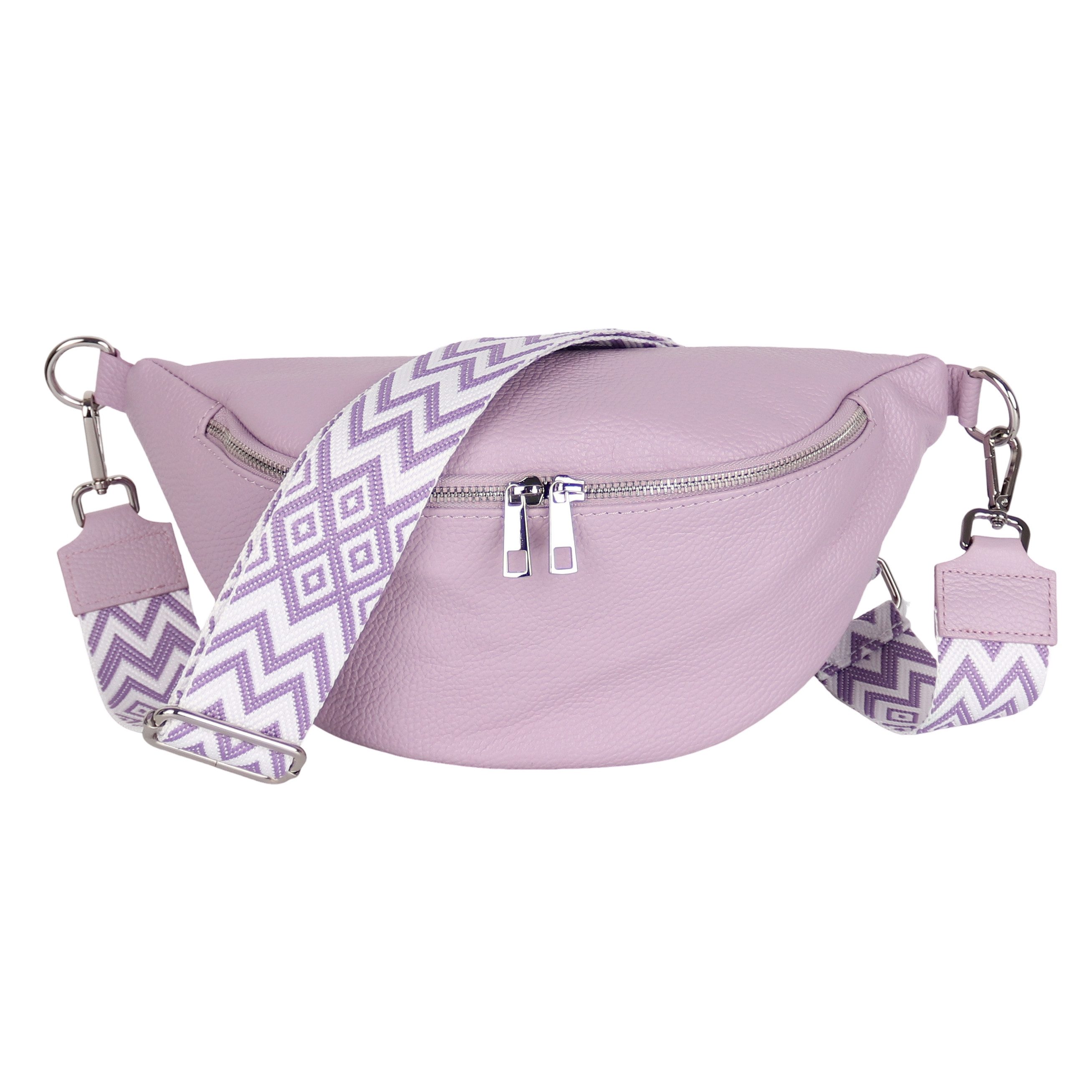 MIRROSI Bauchtasche Damen, Wildleder, Made in Italy, Umhängetasche; Brusttasche (Schultertasche für jeden Anlass (1 Tasche & 2 Gurt), 33x18x12cm, Reißverschlussfach auf der Rückseite), Crossbody Bag, Schulterriemen Länge verstellbar
