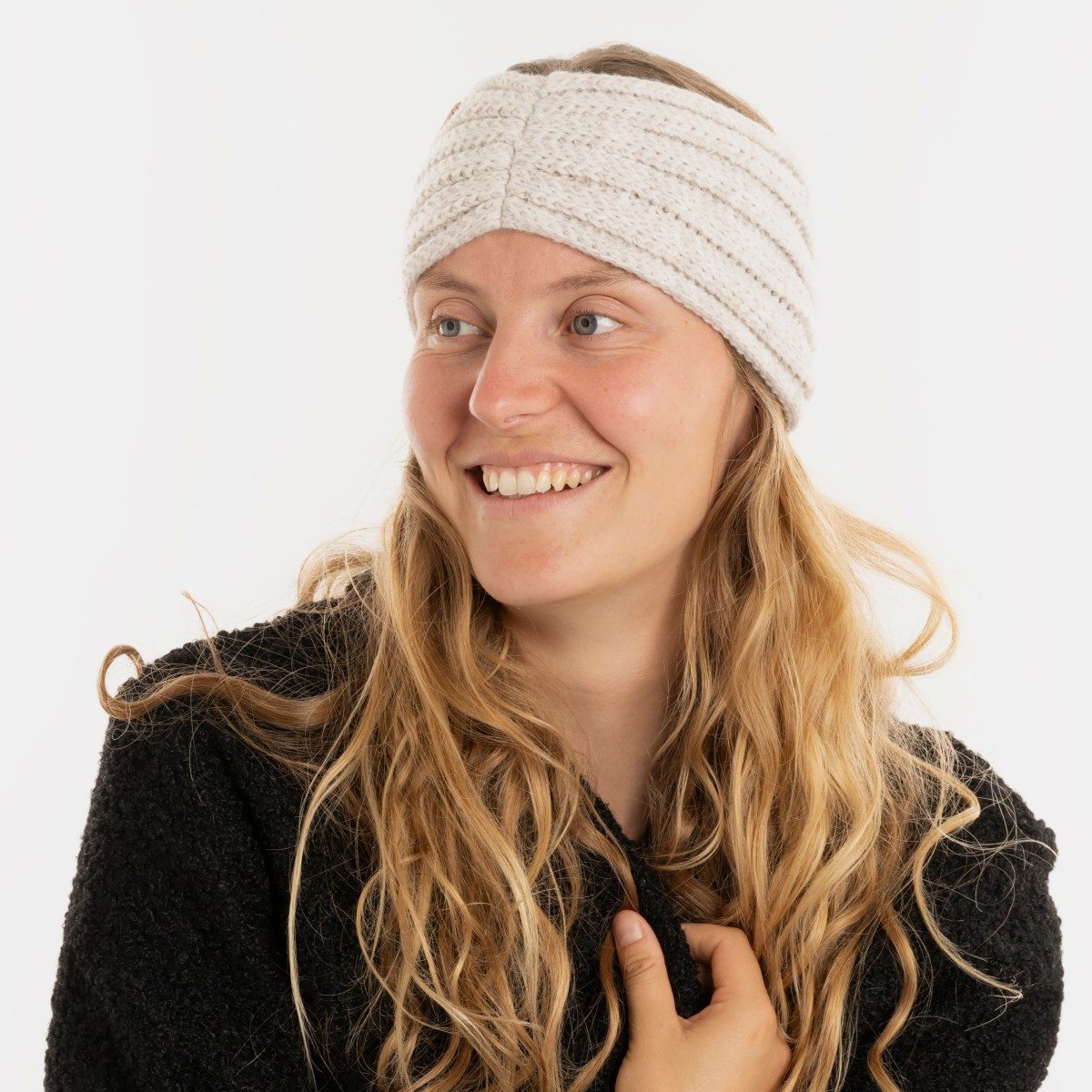 Knit Factory Stirnband Nica Stirnband Beige One Size Gestreift (Set, 1-St., Spar-Set) Strick accesoires Wohnen sale winter herbst deko mode Damen Herren