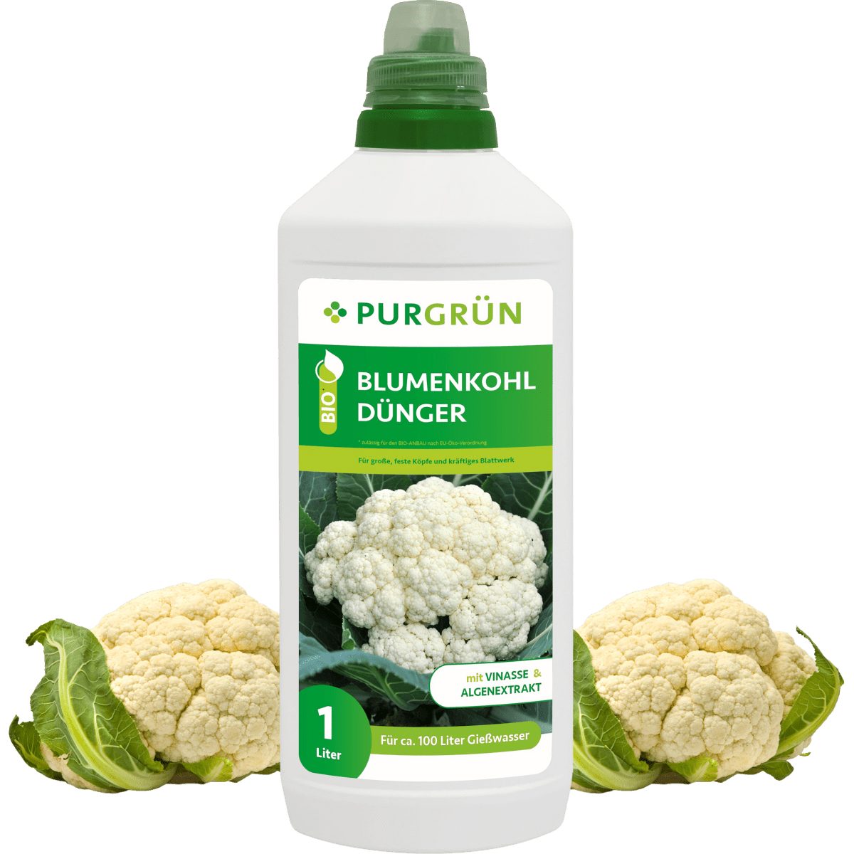 Gemüsedünger Purgrün Bio Blumenkohl Dünger, NPK 4+1+7, Algenextrakt, 1 Liter