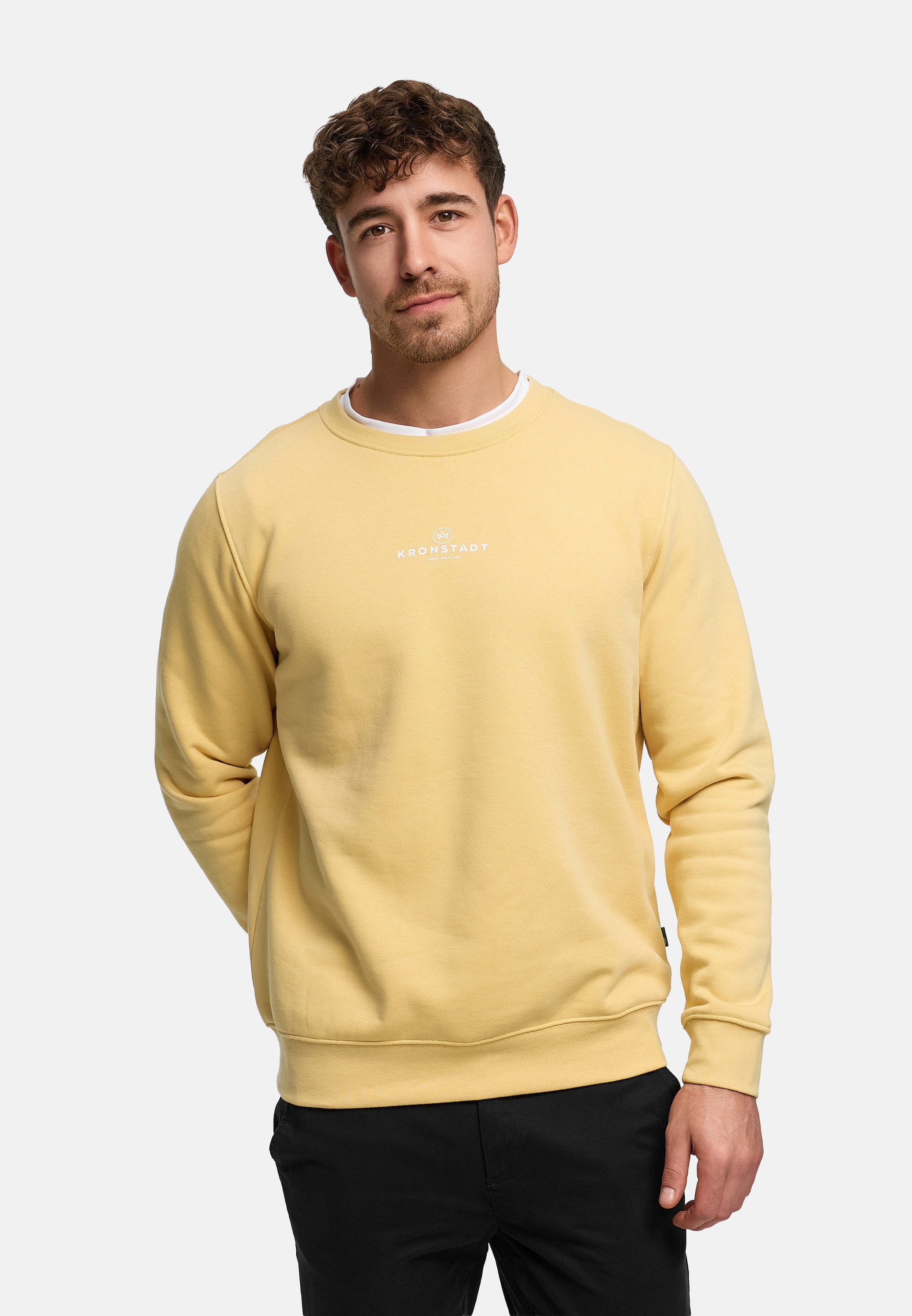 Kronstadt Sweater Herren KSLars Printsweater Sweatshirt Herrenpulli Crewneck mit dezentem Logoprint auf der Brust